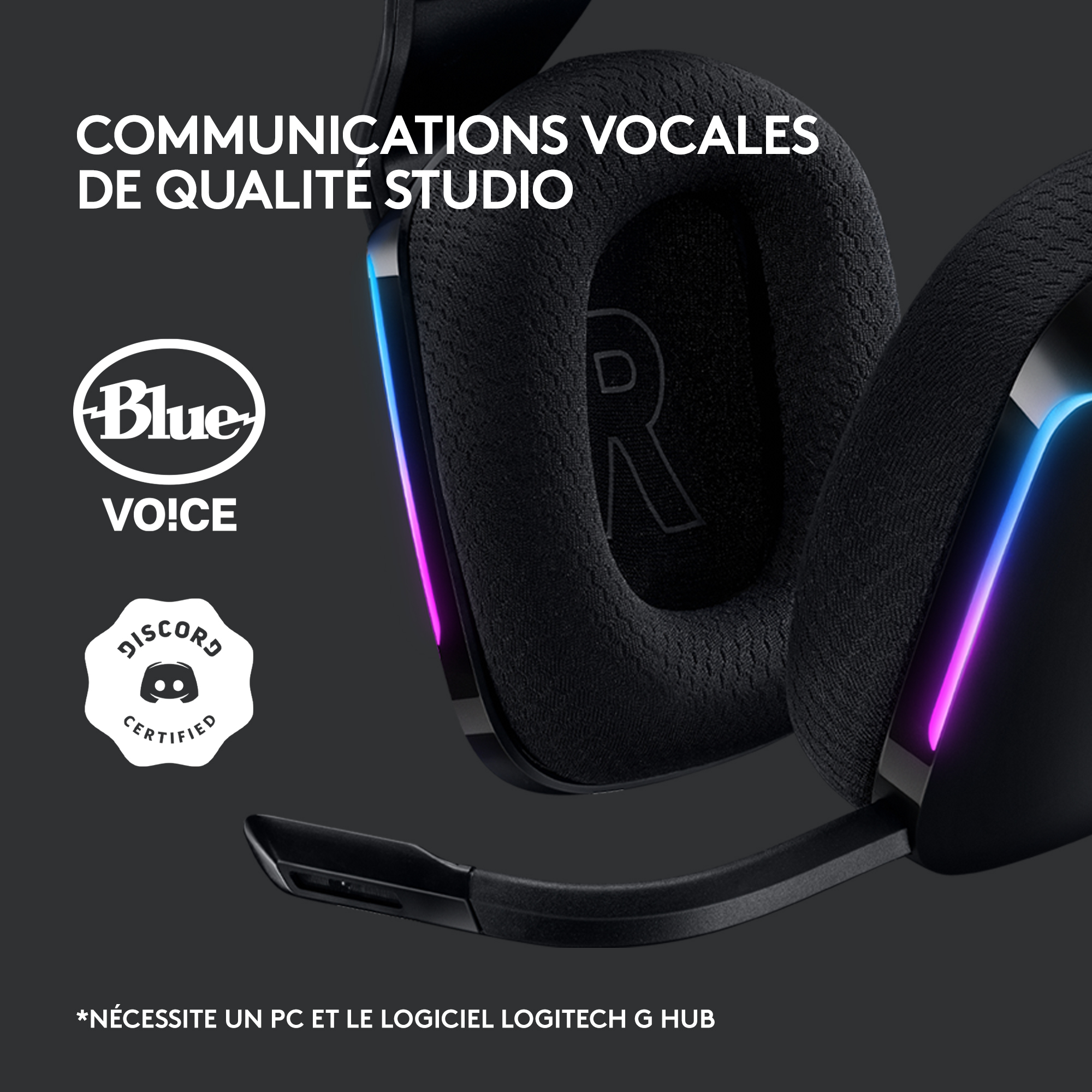 Voir la diapositive 6 : LOGITECH Casque Gaming Sans Fil G733 LIGHTSPEED RVB Noir
