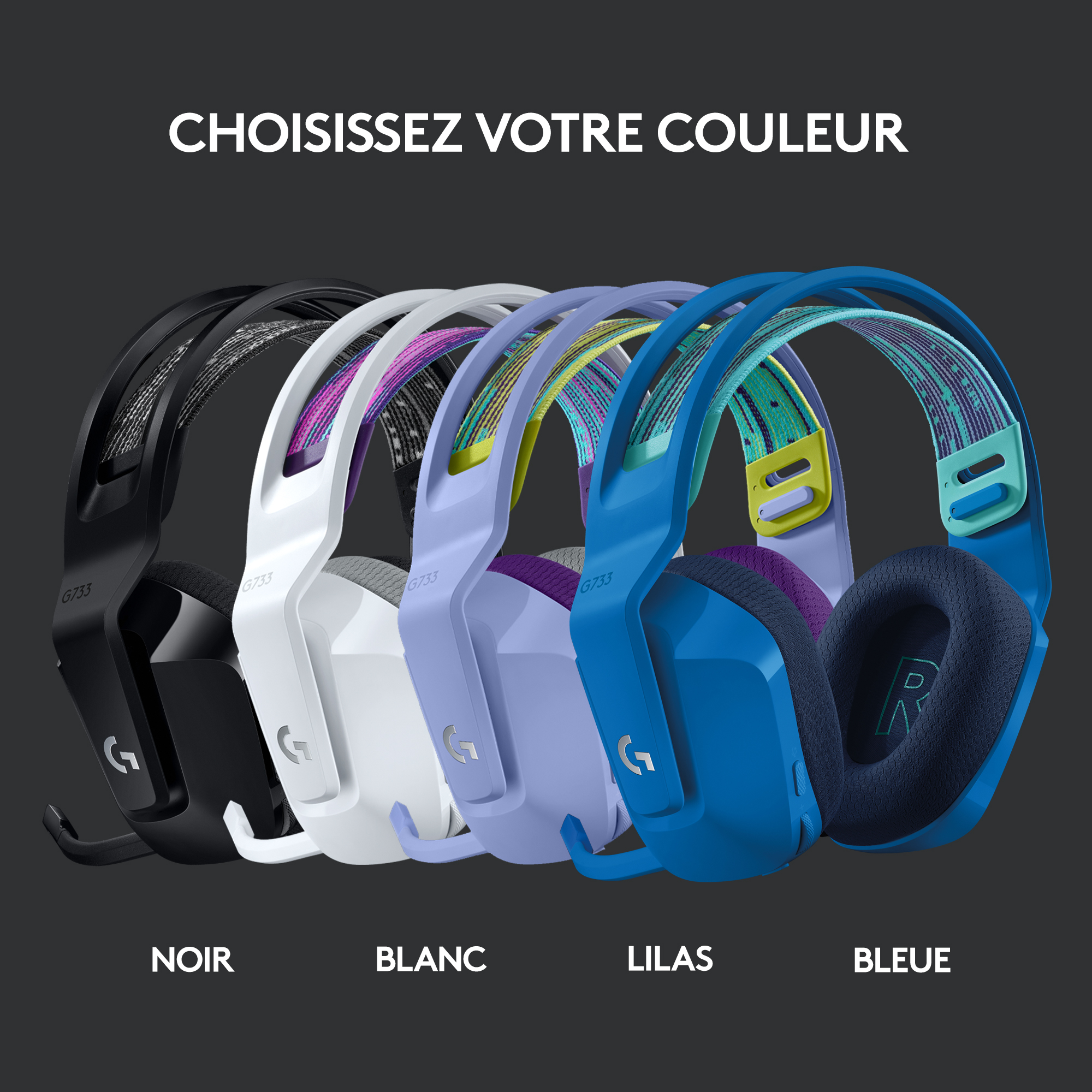 Voir la diapositive 10 : LOGITECH Casque Gaming Sans Fil G733 LIGHTSPEED RVB Noir