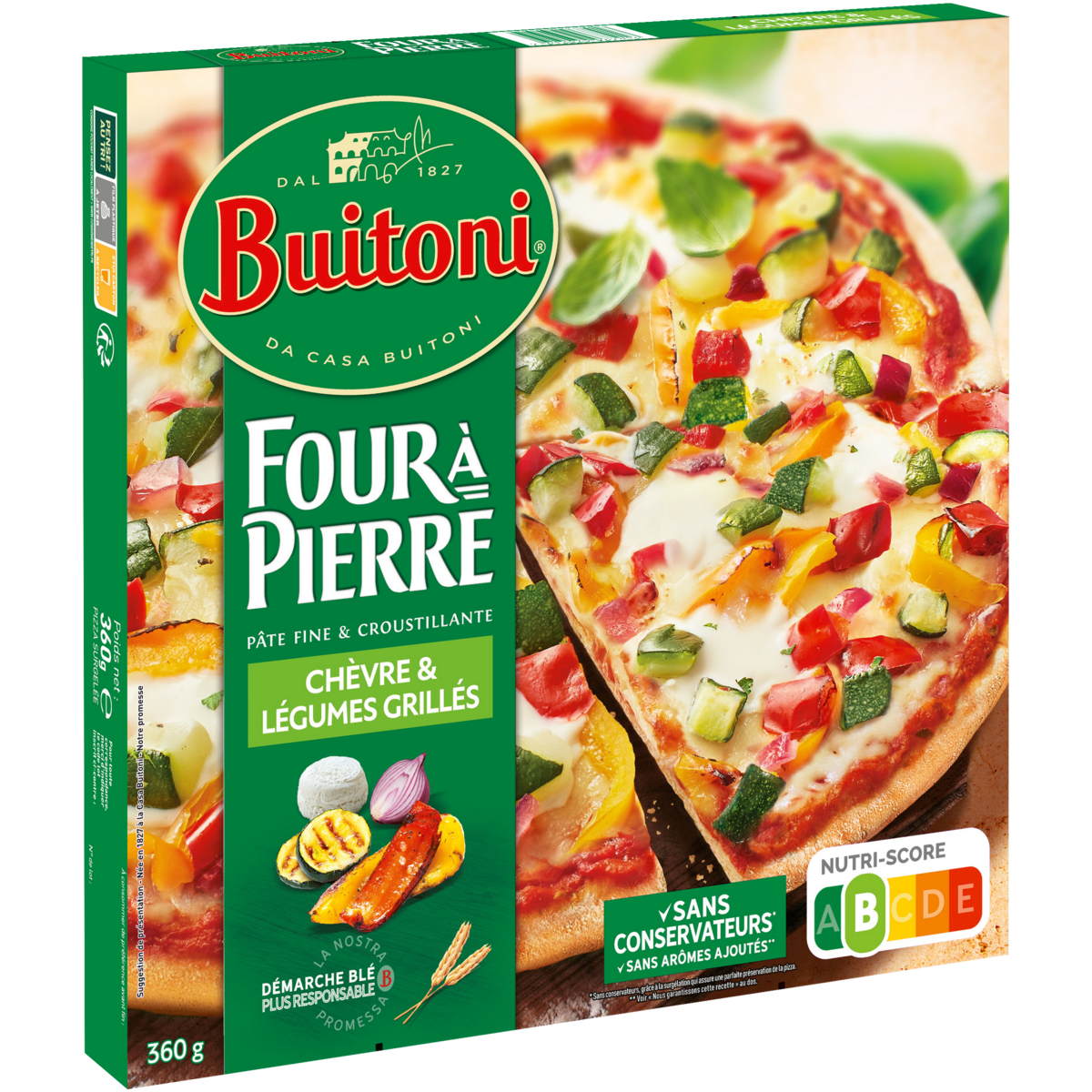 BUITONI Pizza chèvre et légumes grillés pâte fine 360g