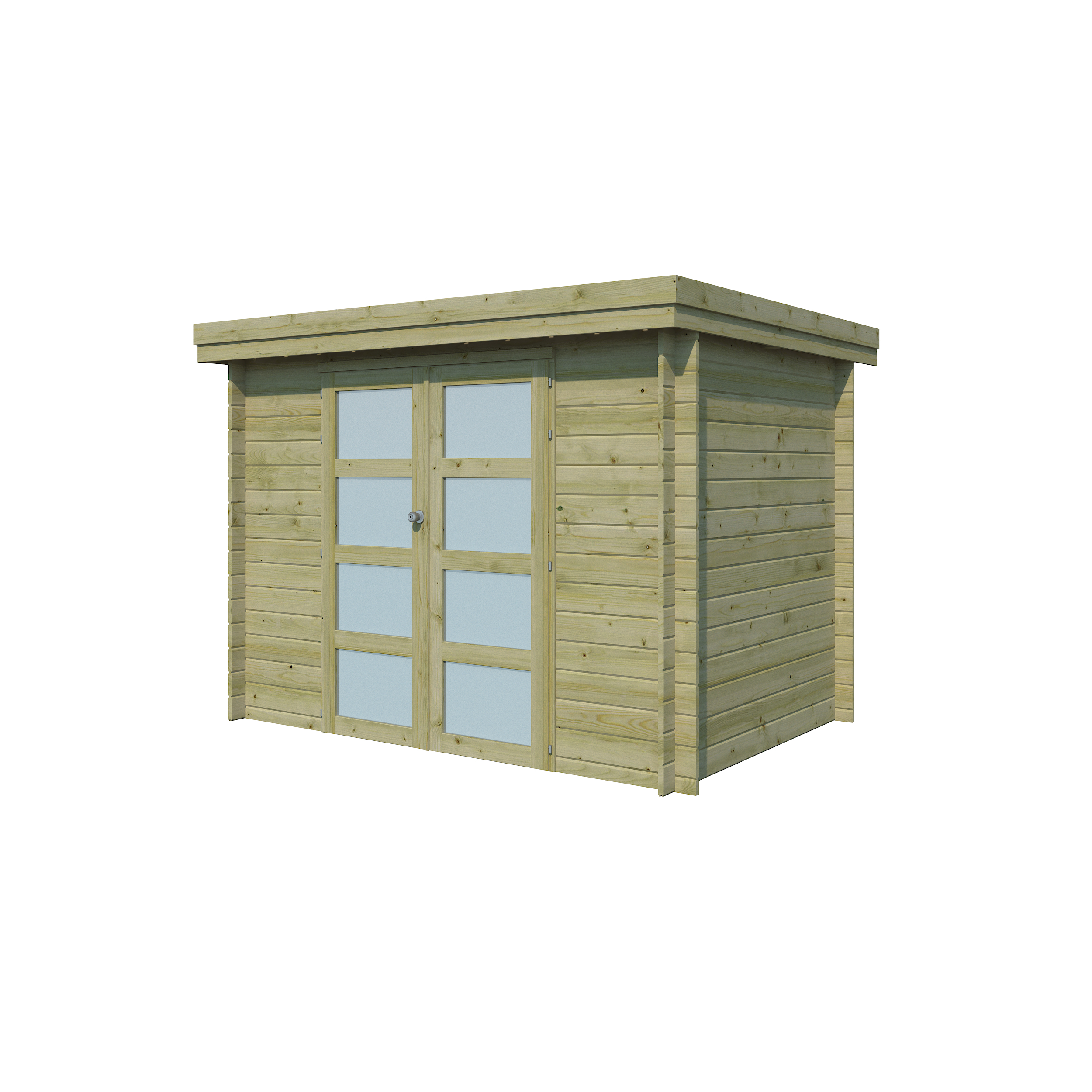 Voir la diapositive 2 : GARDENAS Abri de jardin bois - traité autoclave - Toit plat - 4,83m² - APETINA