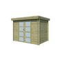 Voir la diapositive 2 : GARDENAS Abri de jardin bois - traité autoclave - Toit plat - 4,83m² - APETINA