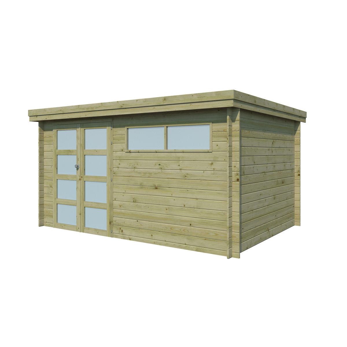 GARDENAS Abri de jardin bois - traité autoclave - Toit plat - 10,49m² - APETINA