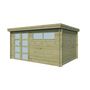 Voir la diapositive 2 : GARDENAS Abri de jardin bois - traité autoclave - Toit plat - 10,49m² - APETINA