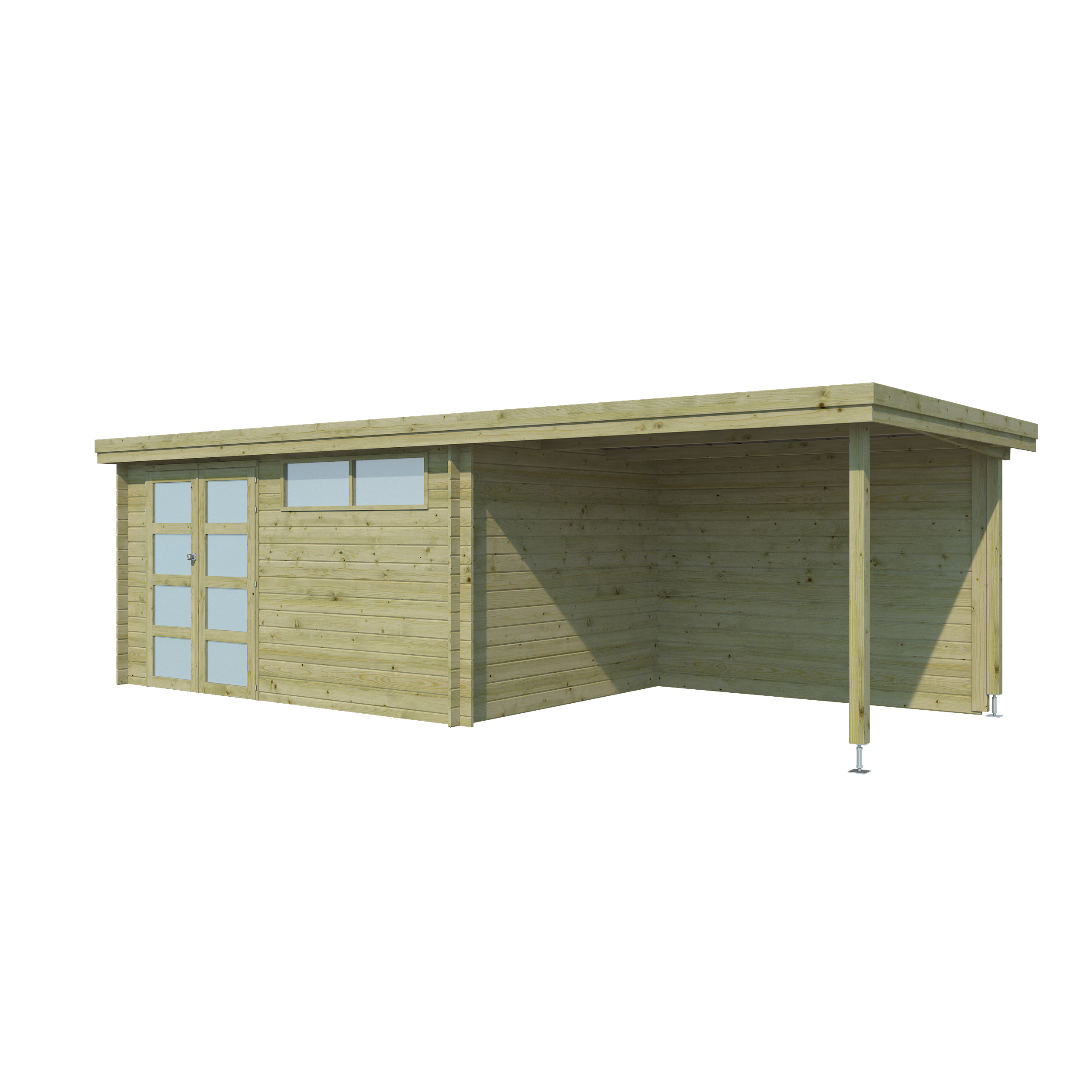 Voir la diapositive 2 : GARDENAS Abri de jardin bois - traité autoclave - 18,67m² - APETINA