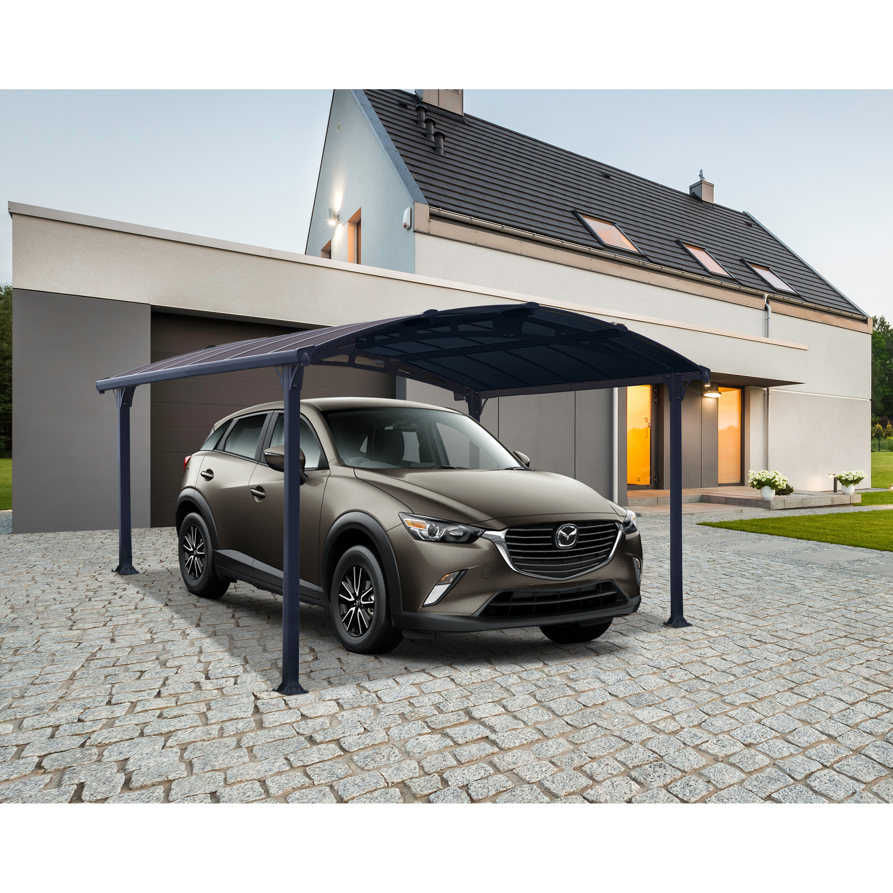 Voir la diapositive 3 : PALRAM Carport Aluminium - Anthracite - ARCADIA 4300