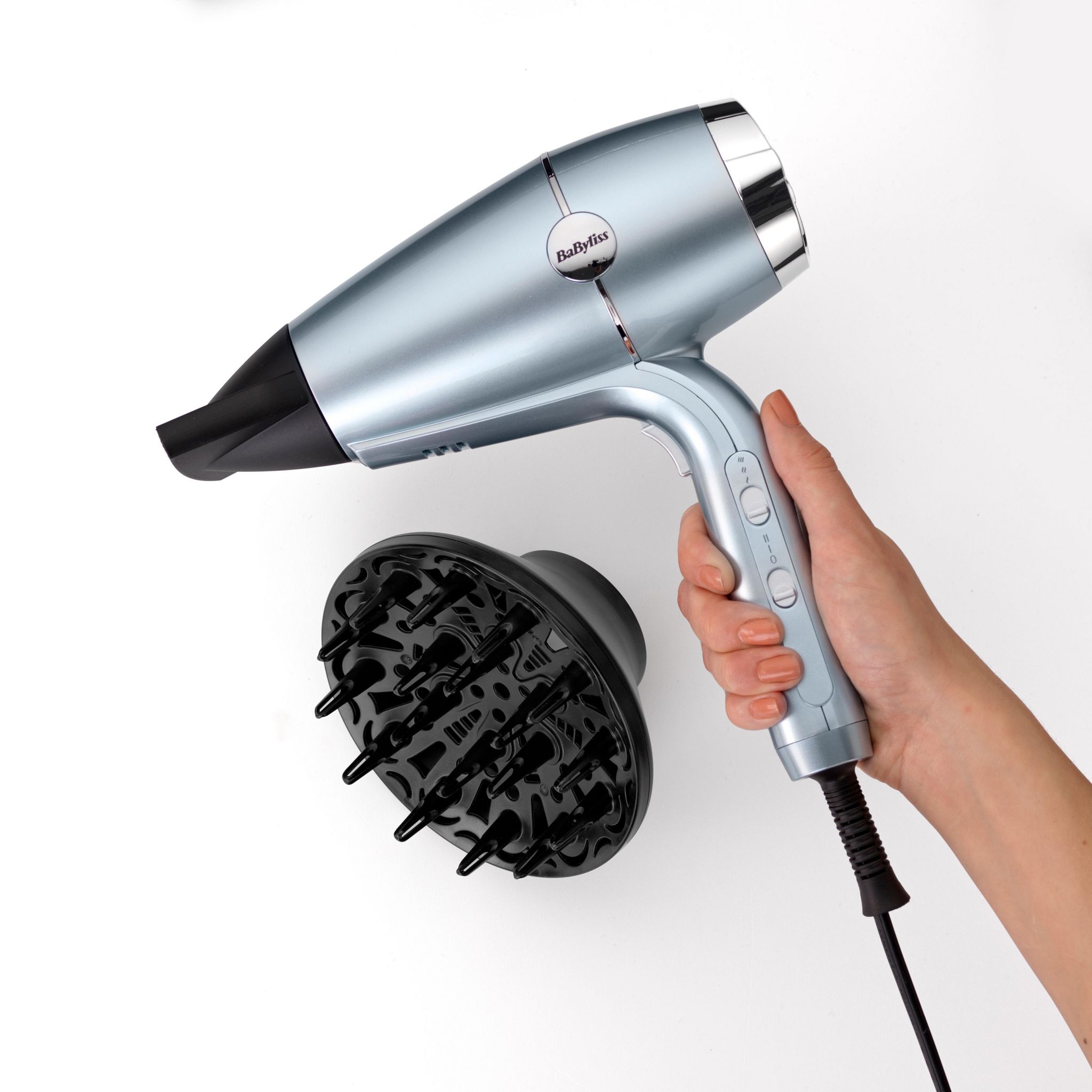 Voir la diapositive 10 : BABYLISS Sèche cheveux avec diffuseur fonction ionique Hydro-fusion D773DE - Gris