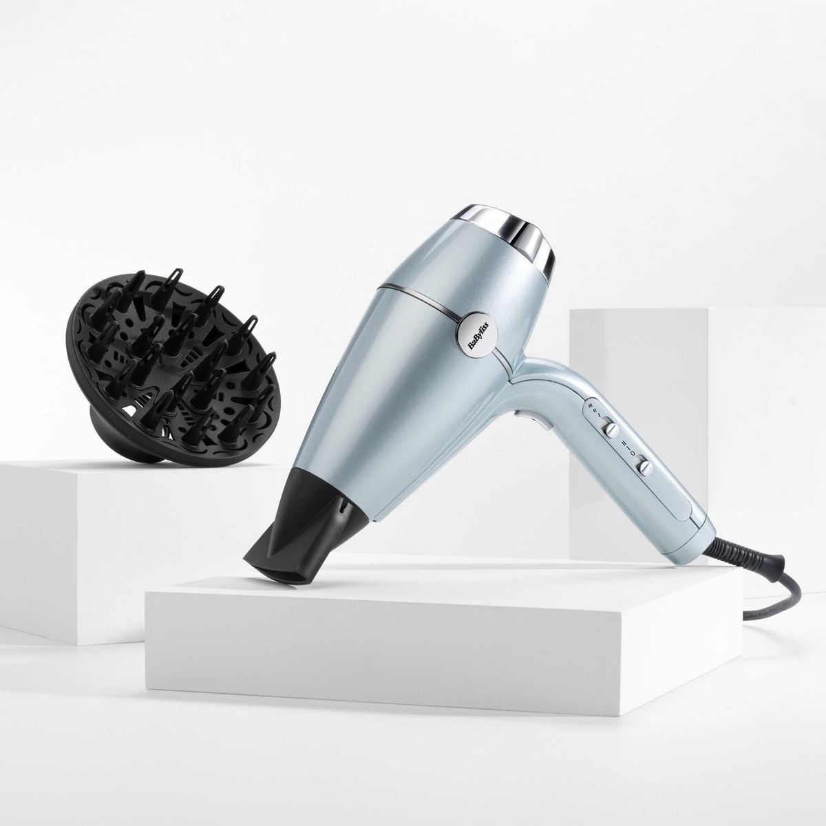 BABYLISS Sèche cheveux avec diffuseur fonction ionique Hydro-fusion D773DE - Gris