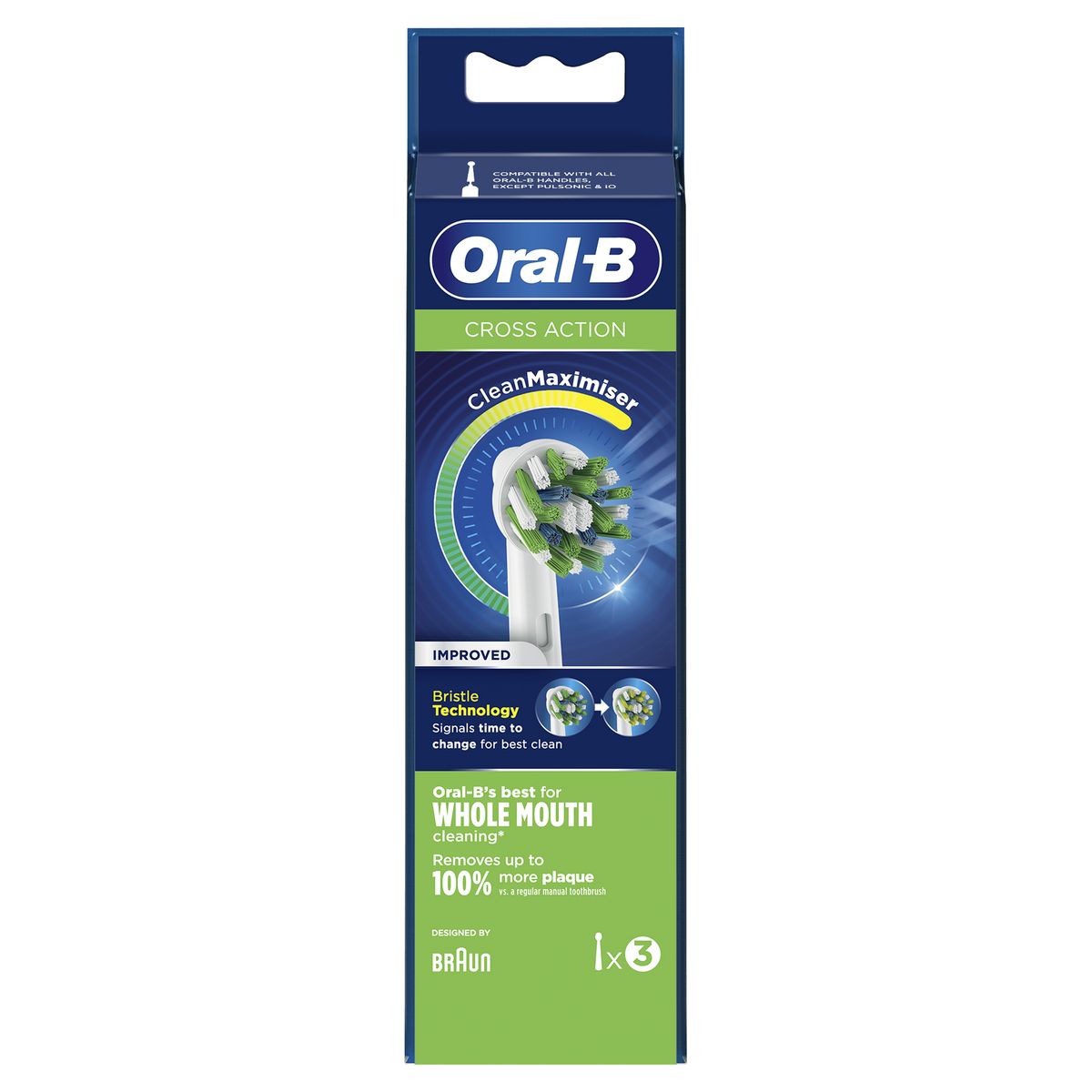 ORAL-B Lot de 3 brossettes CrossAction - Blanc