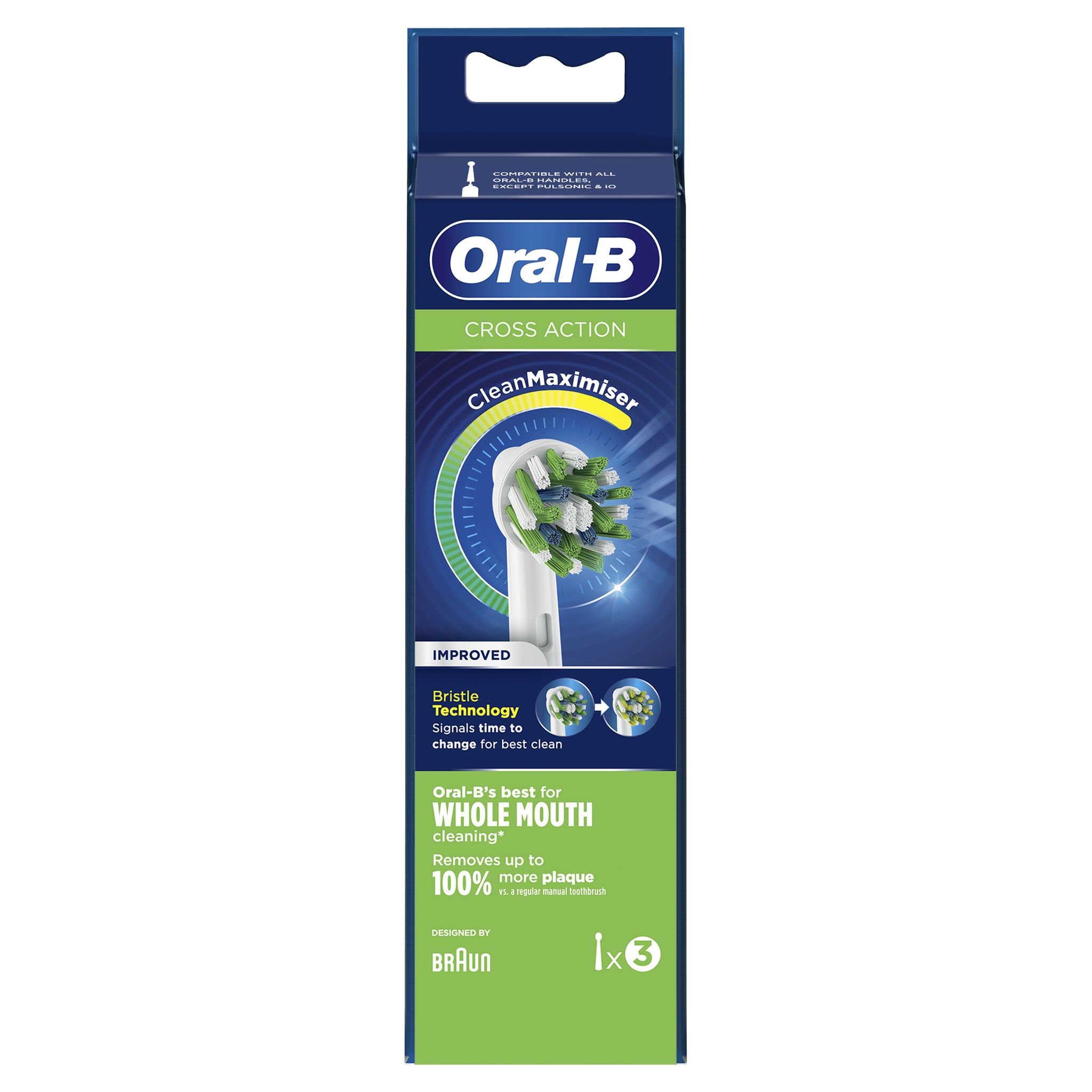 Voir la diapositive 2 : ORAL-B Lot de 3 brossettes CrossAction - Blanc