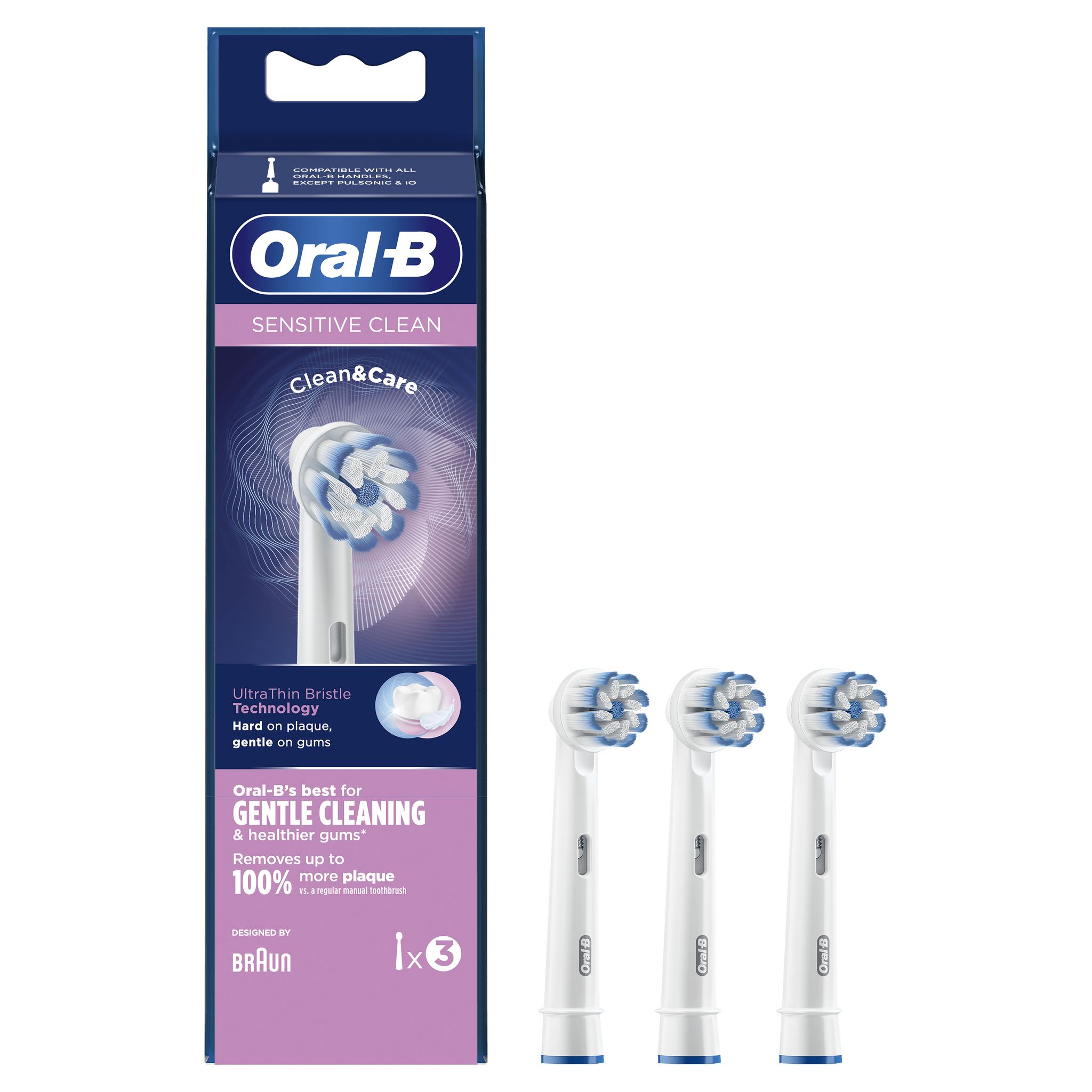 Voir la diapositive 2 : ORAL-B Lot de 3 brossettes Sensitive Clean - Blanc