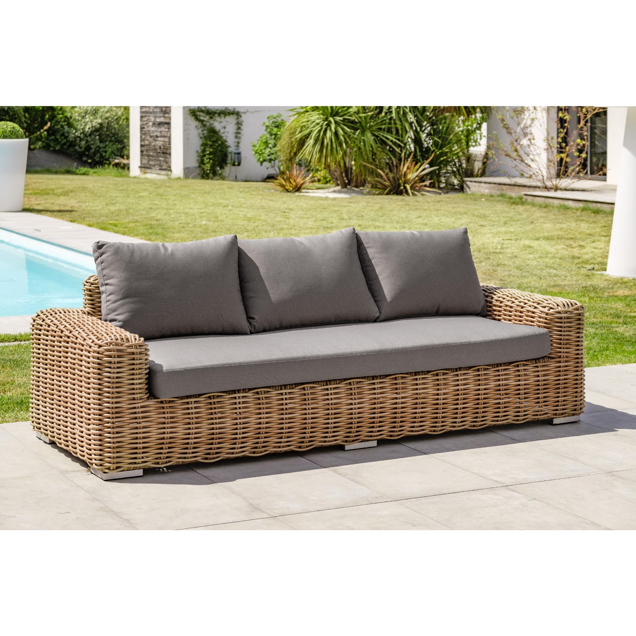 Voir la diapositive 4 : Salon bas de jardin - 6 places - Résine tressée - Marron - BORABORA