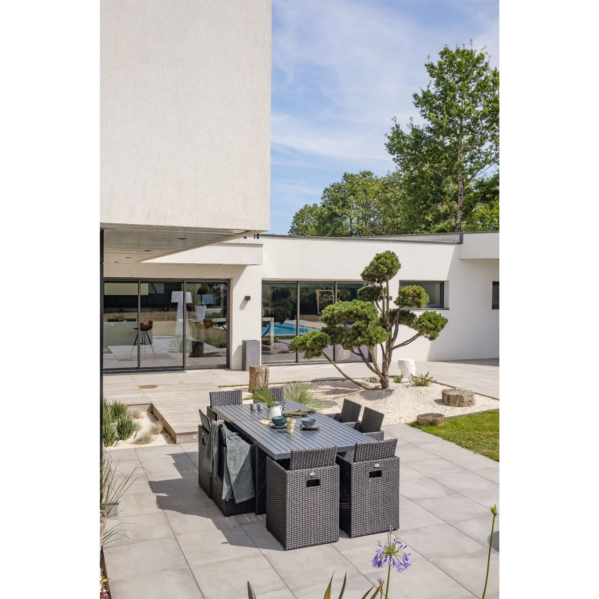 Voir la diapositive 12 : DCB GARDEN Salon de jardin encastrable - 8 places - Aluminium - Noir - GARDEN
