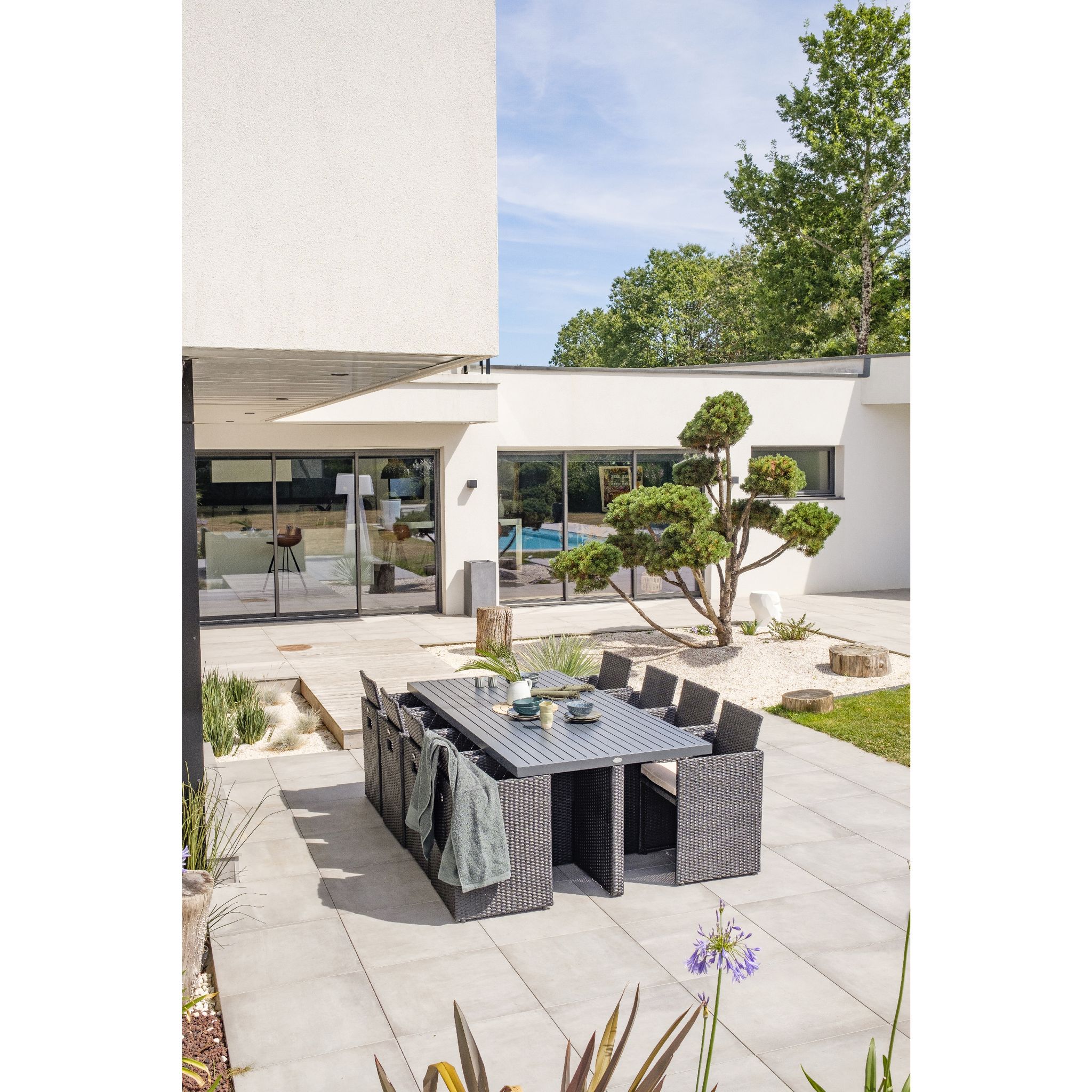 Voir la diapositive 13 : DCB GARDEN Salon de jardin encastrable - 8 places - Aluminium - Noir - GARDEN