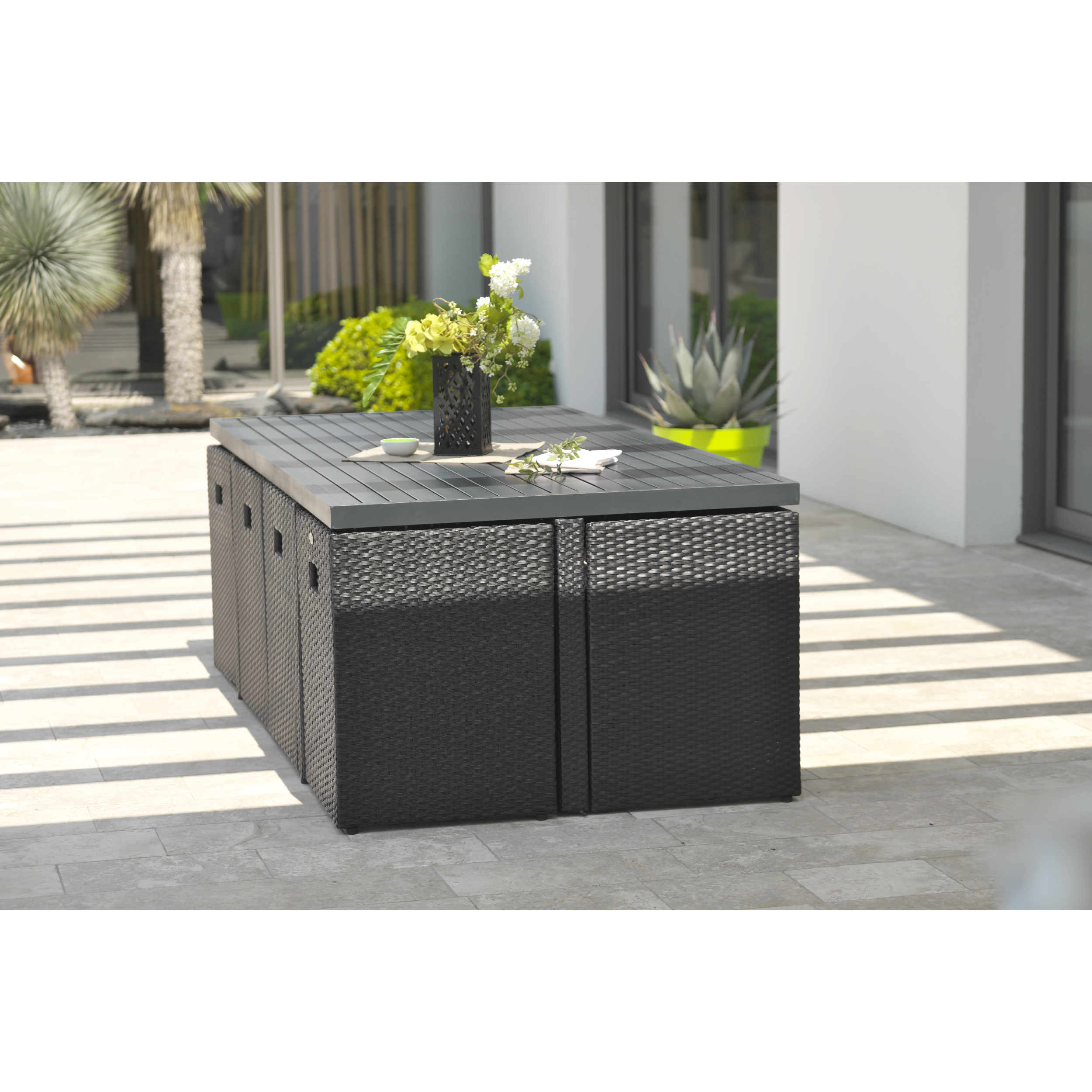 Voir la diapositive 4 : DCB GARDEN Salon de jardin encastrable - 8 places - Aluminium - Noir - GARDEN