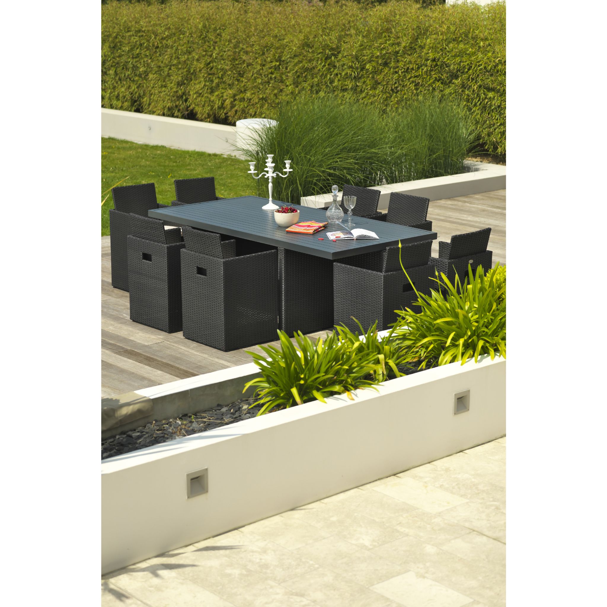 Voir la diapositive 7 : DCB GARDEN Salon de jardin encastrable - 8 places - Aluminium - Noir - GARDEN