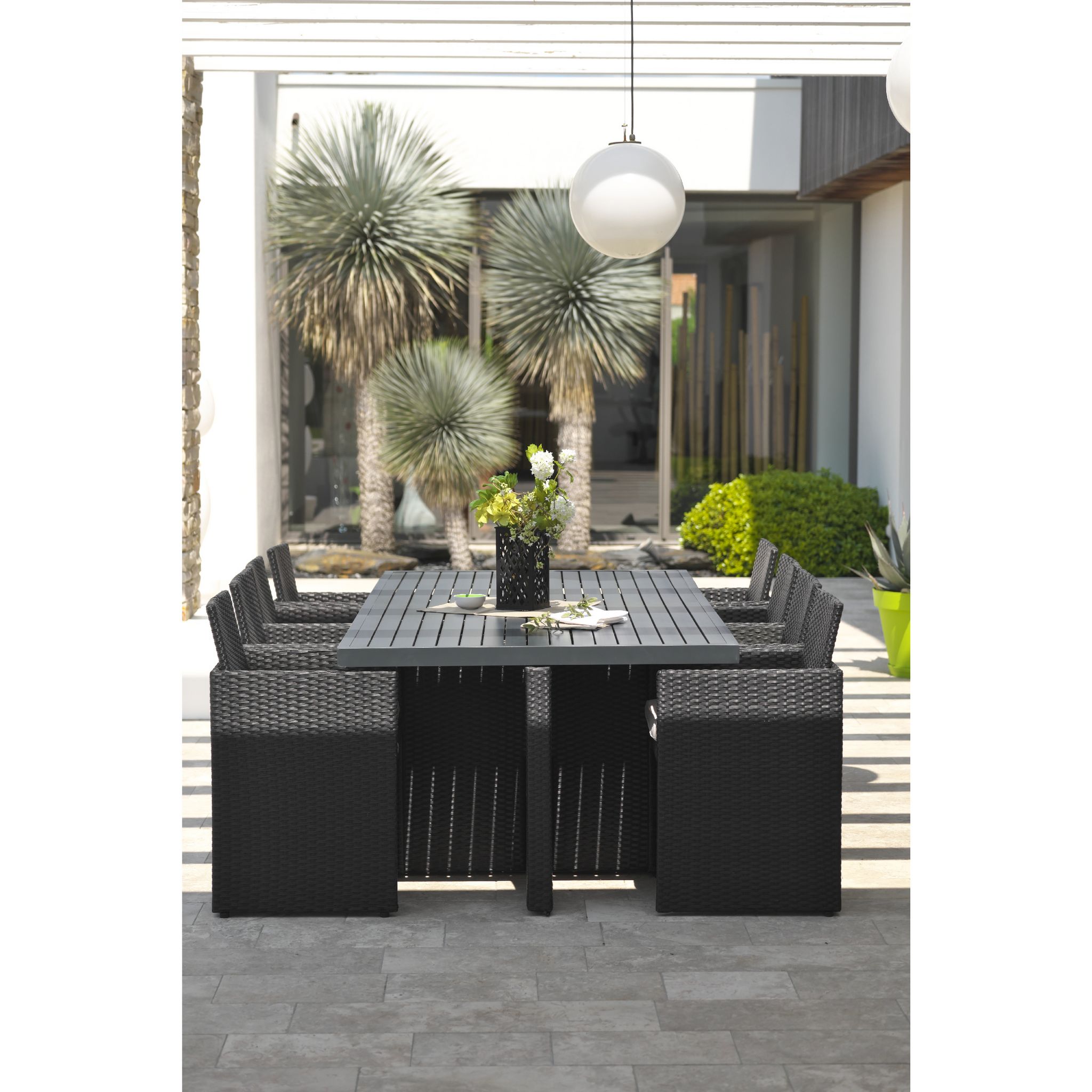 Voir la diapositive 8 : DCB GARDEN Salon de jardin encastrable - 8 places - Aluminium - Noir - GARDEN