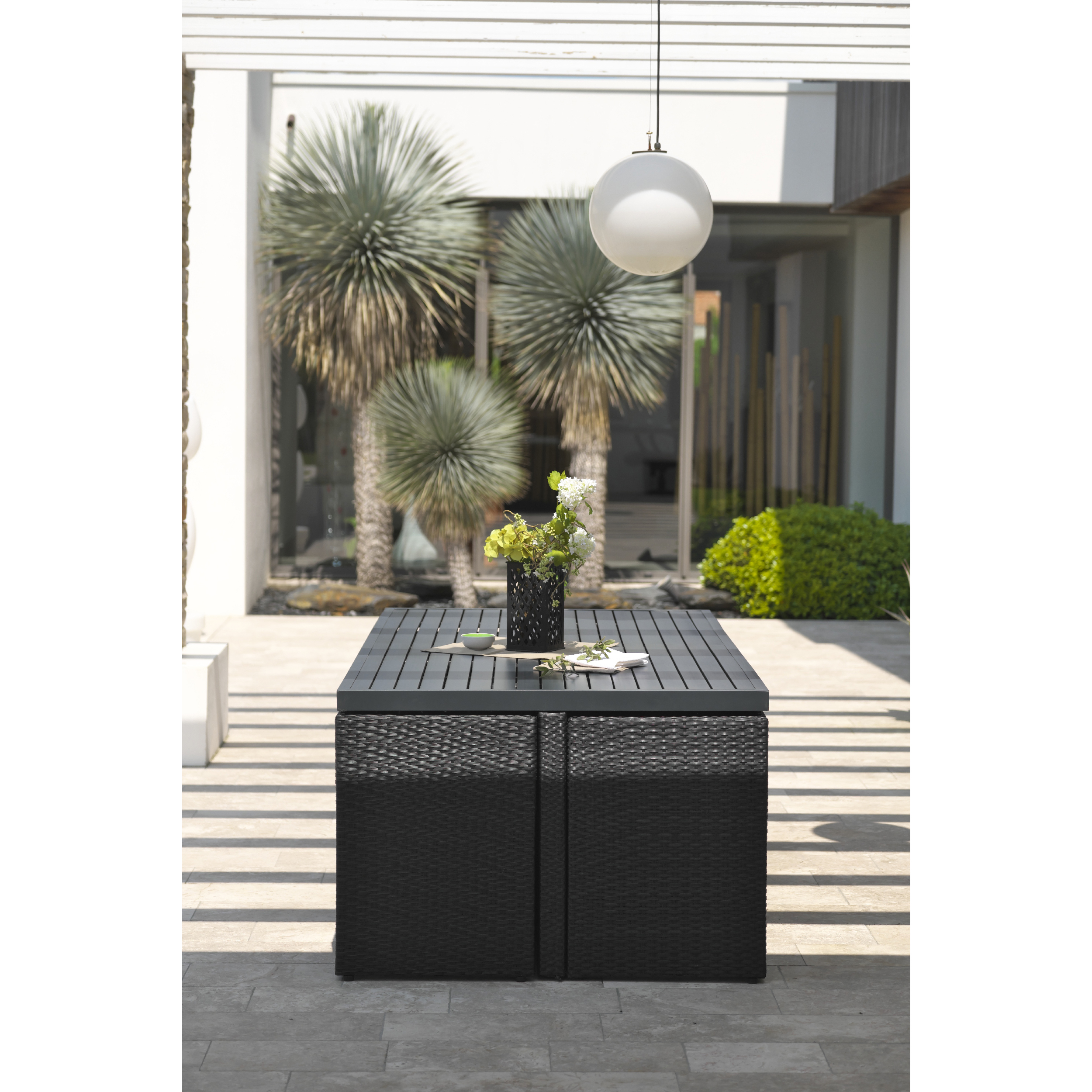 Voir la diapositive 9 : DCB GARDEN Salon de jardin encastrable - 8 places - Aluminium - Noir - GARDEN