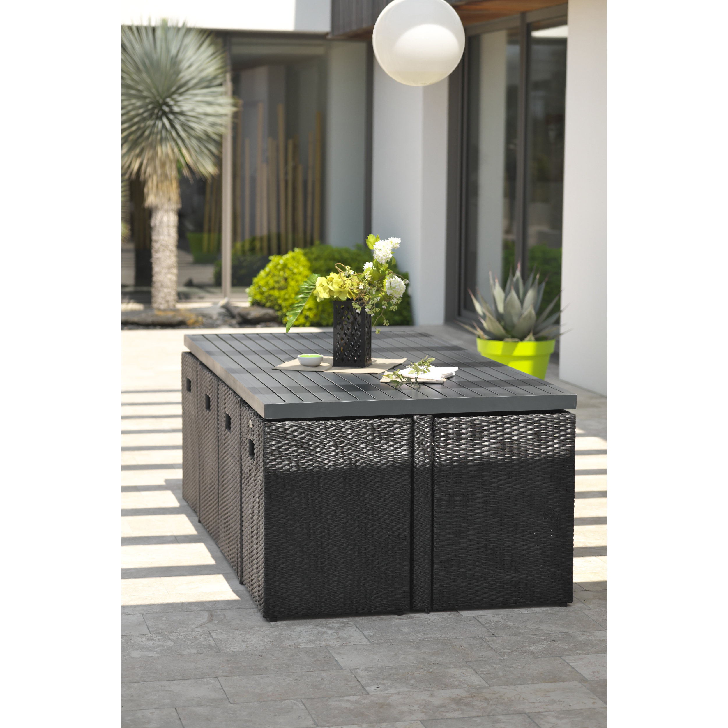 Voir la diapositive 10 : DCB GARDEN Salon de jardin encastrable - 8 places - Aluminium - Noir - GARDEN