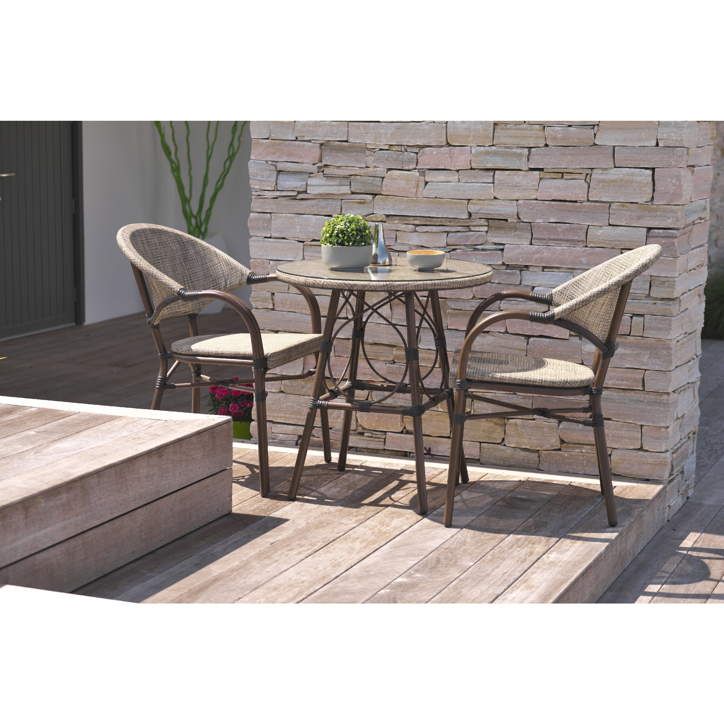 Voir la diapositive 3 : DCB GARDEN Fauteuil de jardin empilable - Aluminium - USHAIA