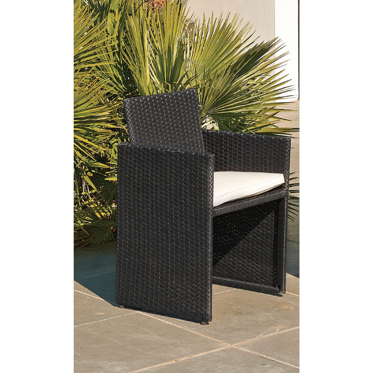 DCB GARDEN Salon de jardin encastrable - 8 places - PVC - Noir