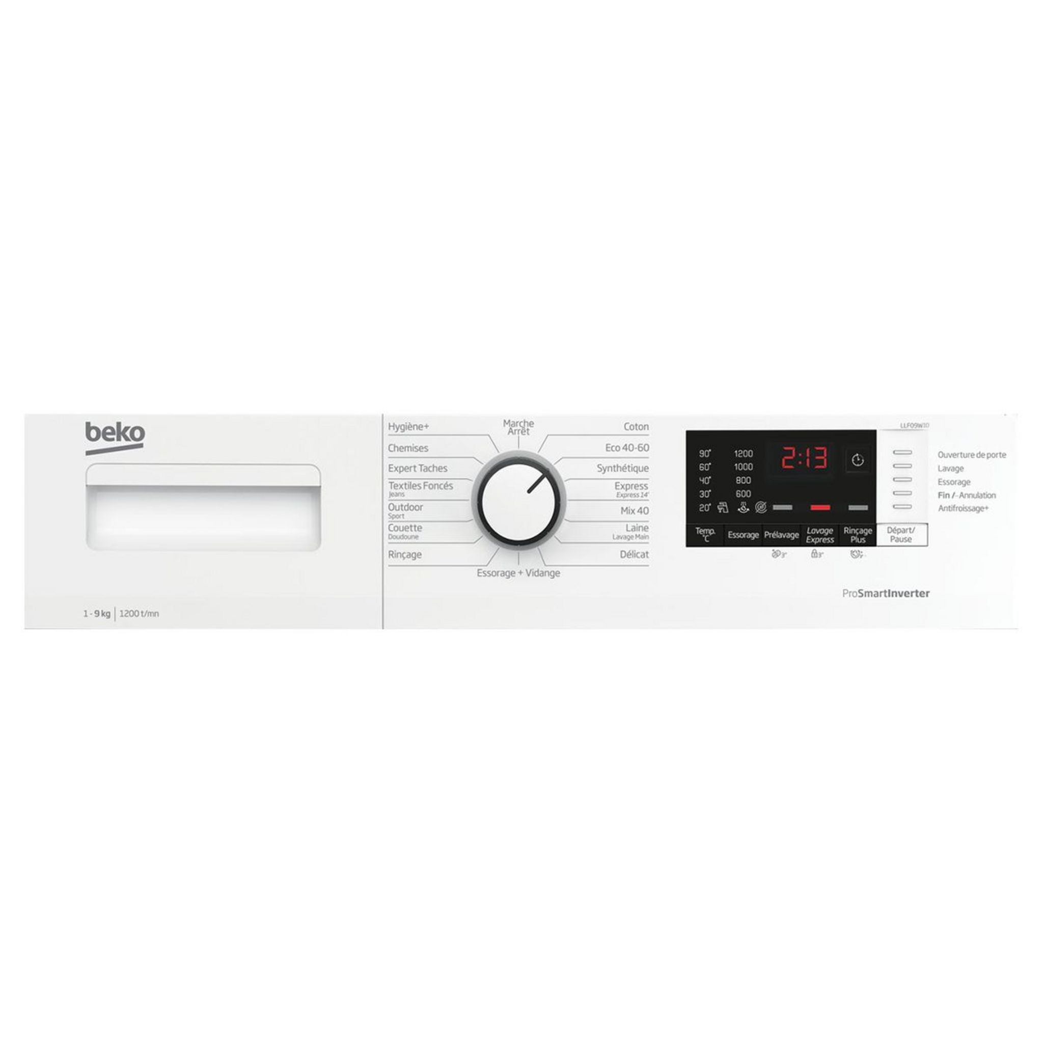 Voir la diapositive 3 : BEKO Lave linge hublot LLF09W10, 9 kg, 1200 T/min