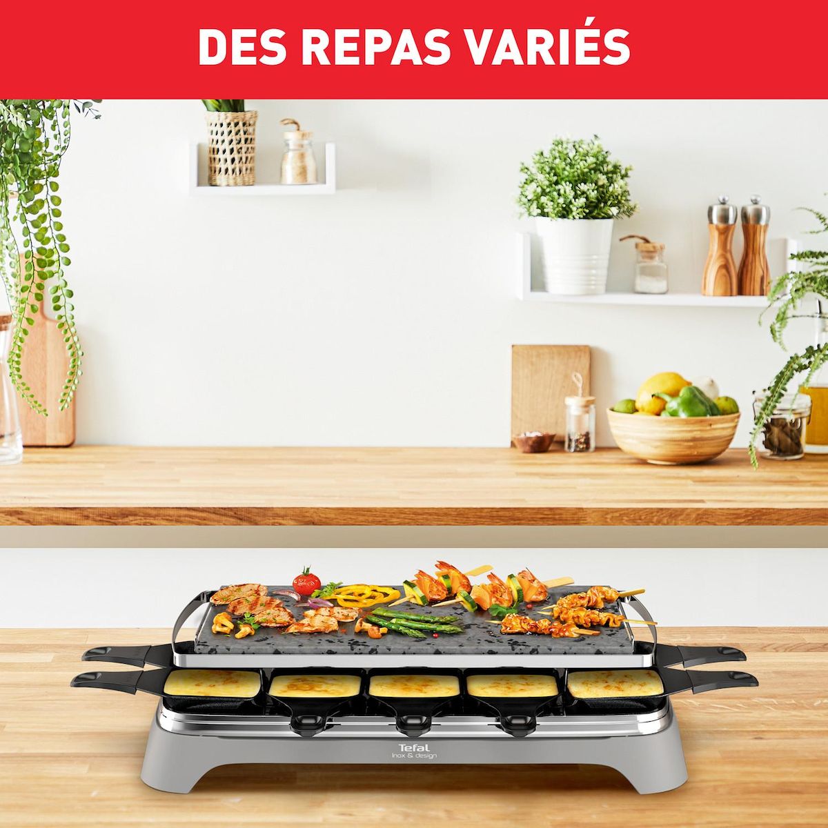 TEFAL Appareil à raclette 10 personnes PR457B12 - Gris