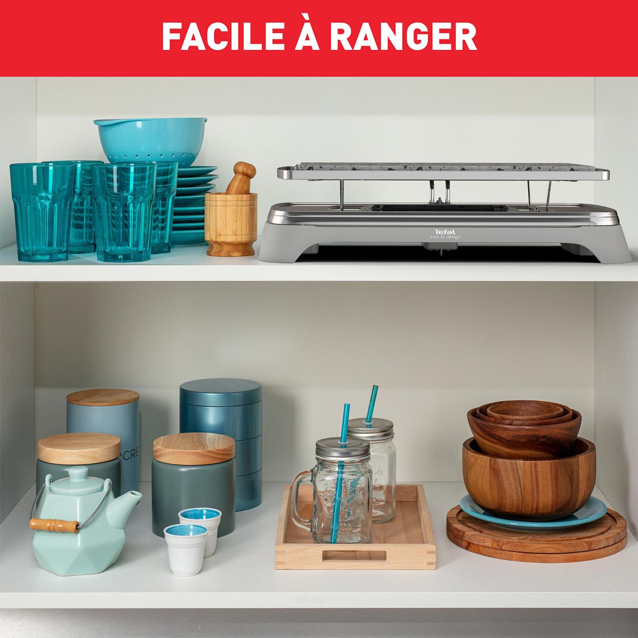 Voir la diapositive 4 : TEFAL Appareil à raclette 10 personnes PR457B12 - Gris