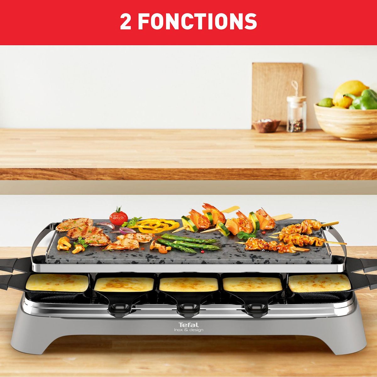 TEFAL Appareil à raclette 10 personnes PR457B12 - Gris