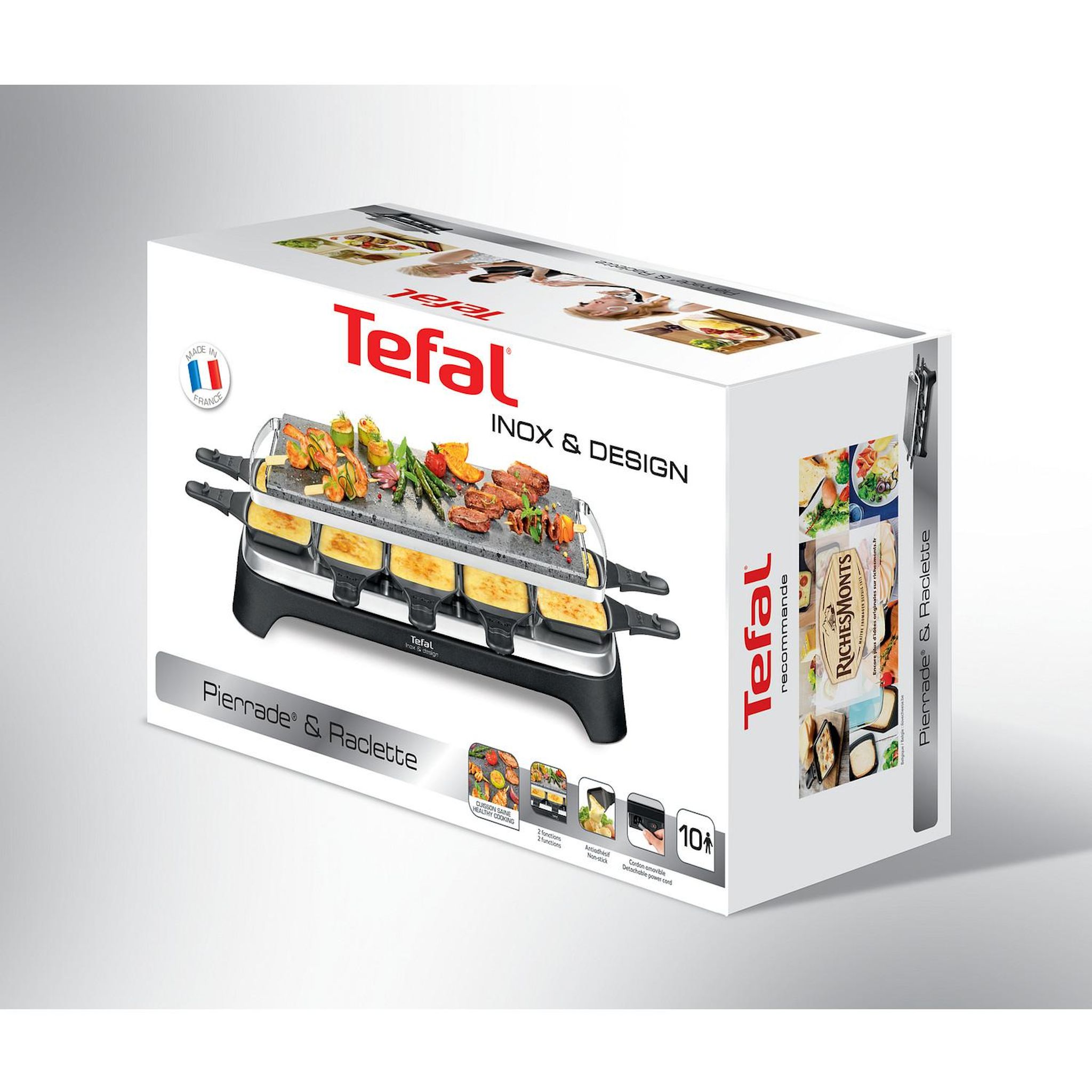 Voir la diapositive 8 : TEFAL Appareil à raclette 10 personnes PR457B12 - Gris