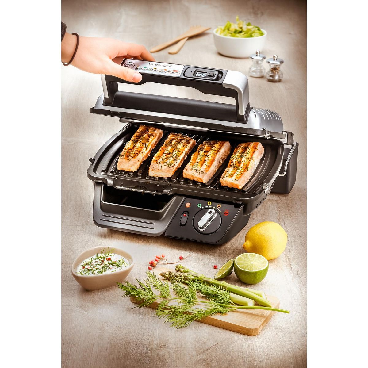 TEFAL Grill viande GC451B12 - Noir
