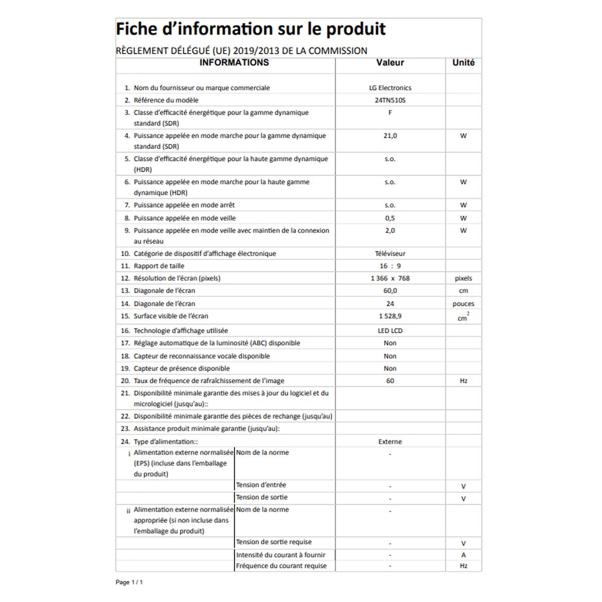 Voir la diapositive 10 : LG 24TN510S TV LED HD 60 cm Smart TV