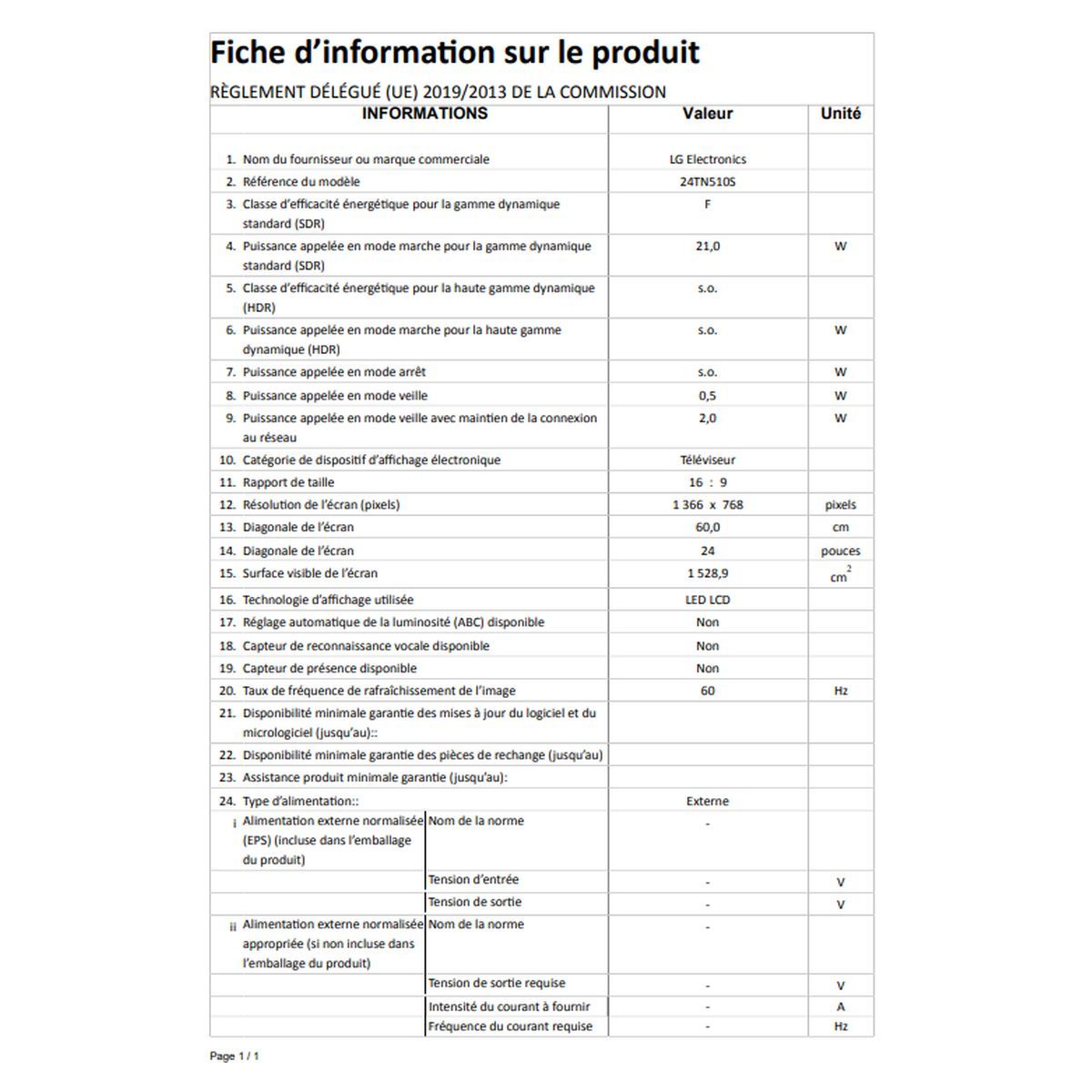 LG 24TN510S TV LED HD 60 cm Smart TV