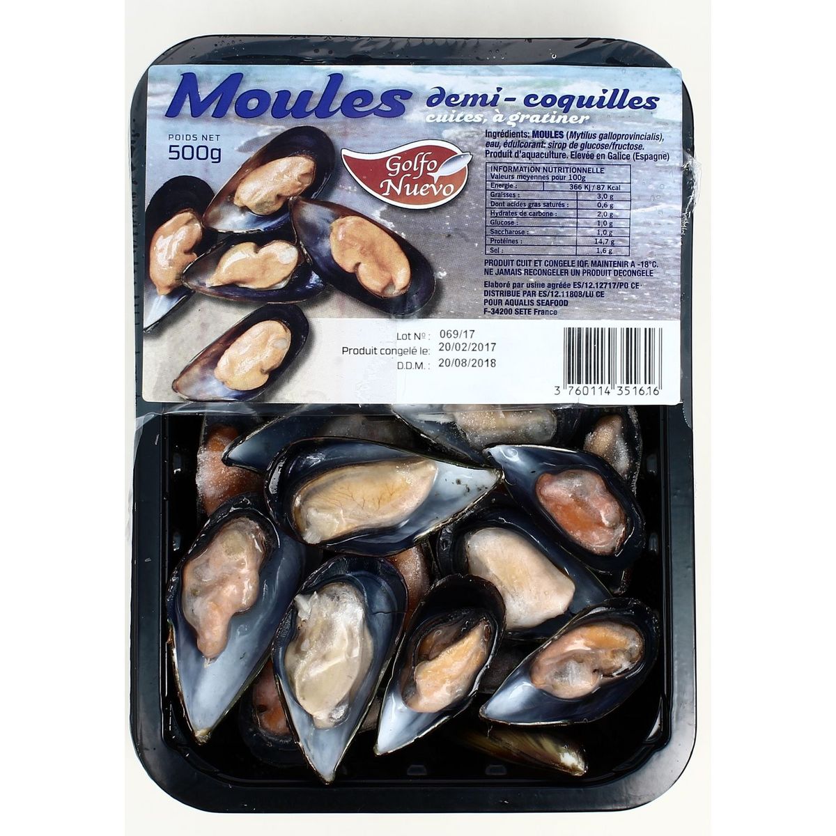 GOLFO NUEVO Moules en demi coquilles cuites à gratiner 500g
