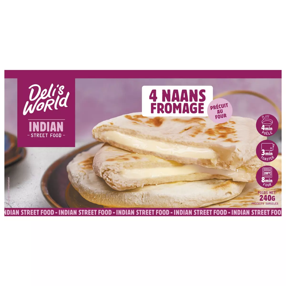 DELI'S WORLD Naan au fromage 4 pièces 240g