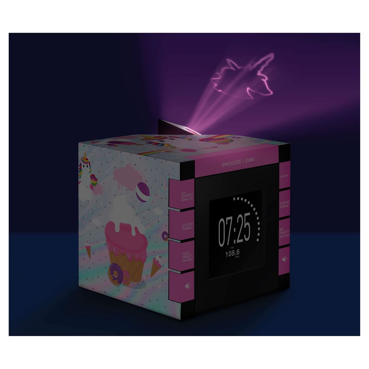 BIGBEN Radio réveil avec projection - Motifs Licorne - RR70PUNICORN3