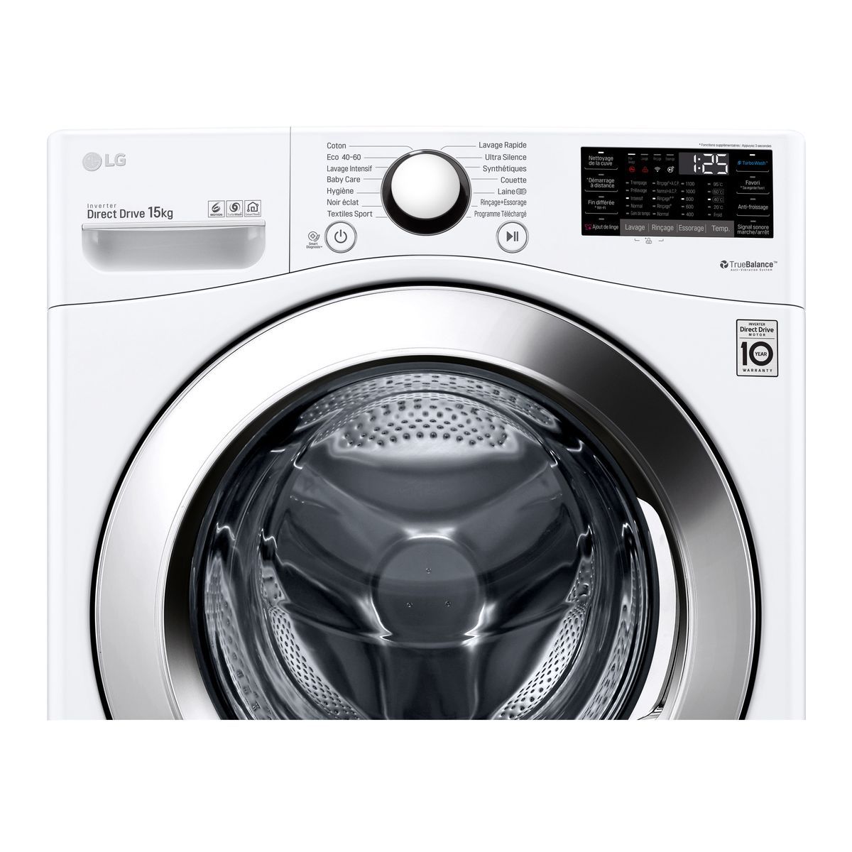 LG Lave linge hublot F51P12WH, 15 kg, 1100 T/min