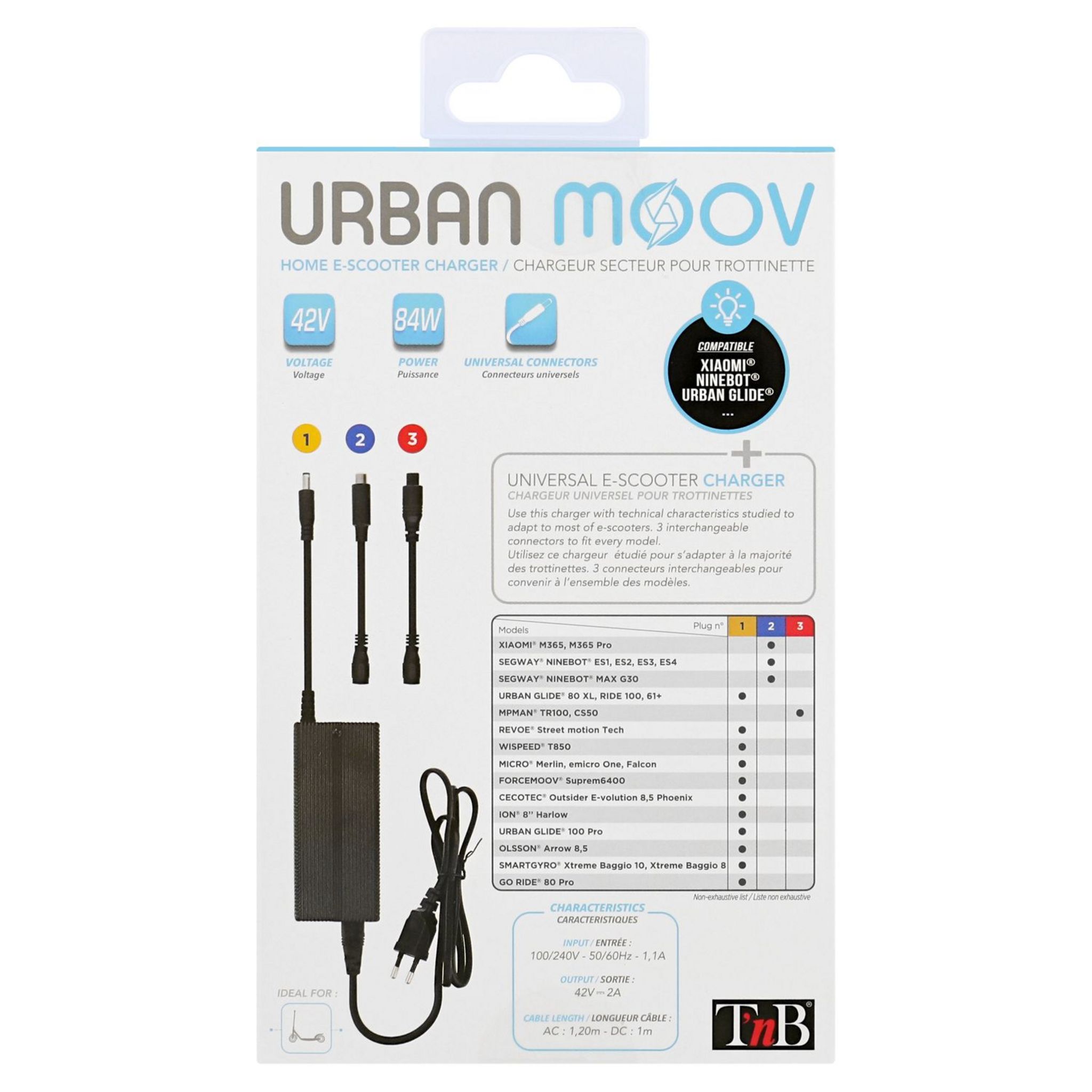 Voir la diapositive 7 : TNB Chargeur universel pour trottinette électrique - Urban Moov - Noir