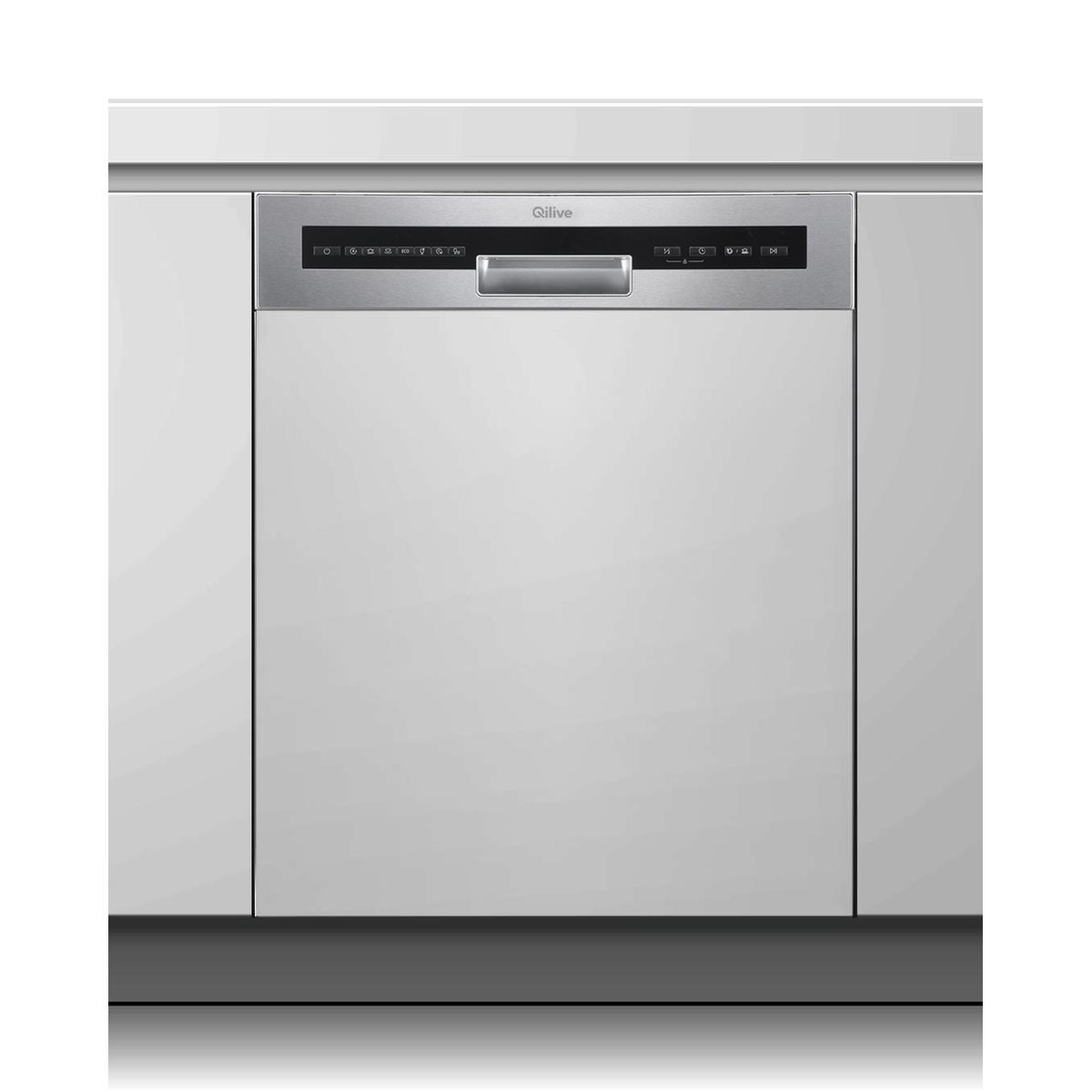 QILIVE Lave vaisselle semi-encastrable 600070362, 14 couverts, 60 cm, 44 dB, 8 programmes