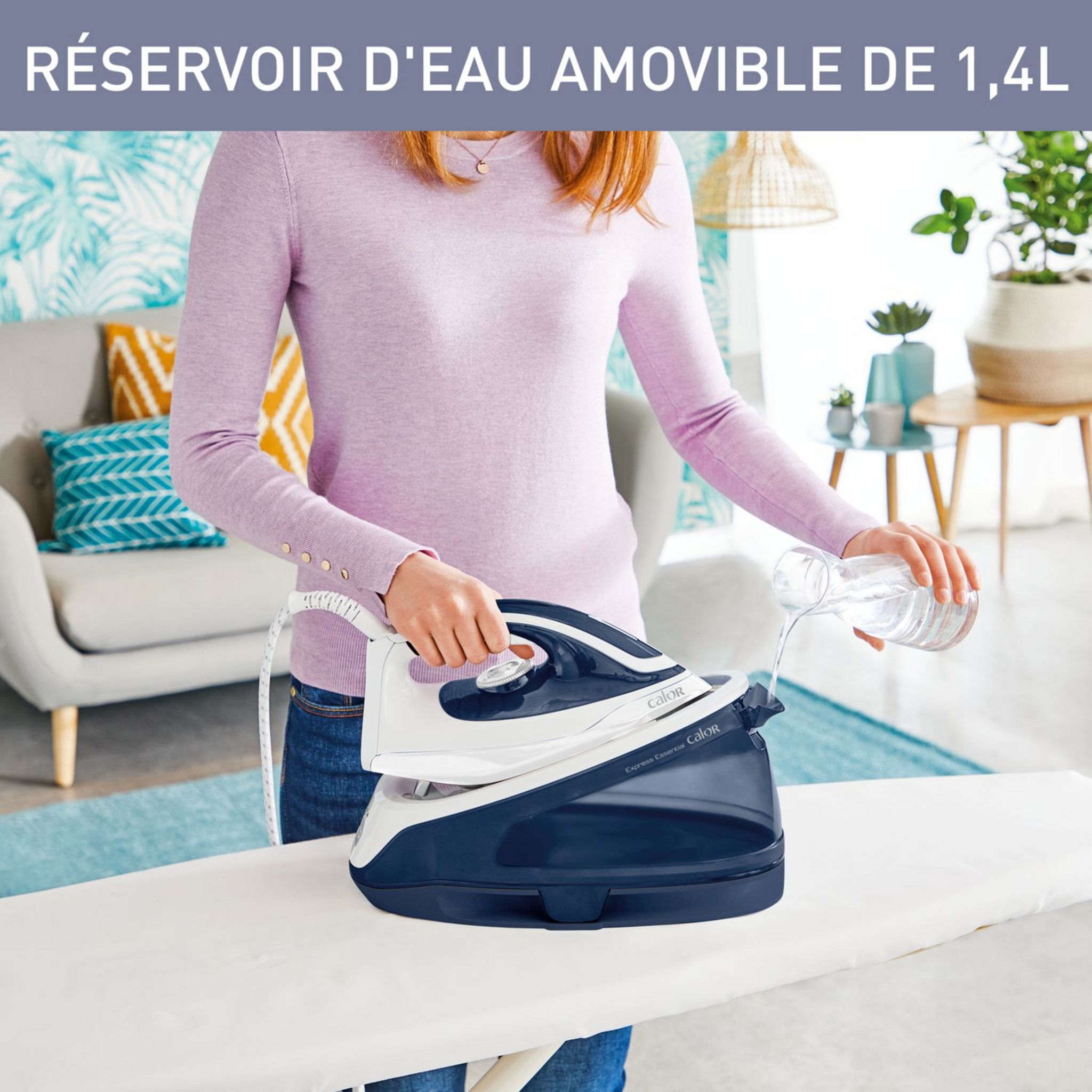 Voir la diapositive 4 : CALOR Centrale vapeur Express Essential SV6116C0 - Bleu