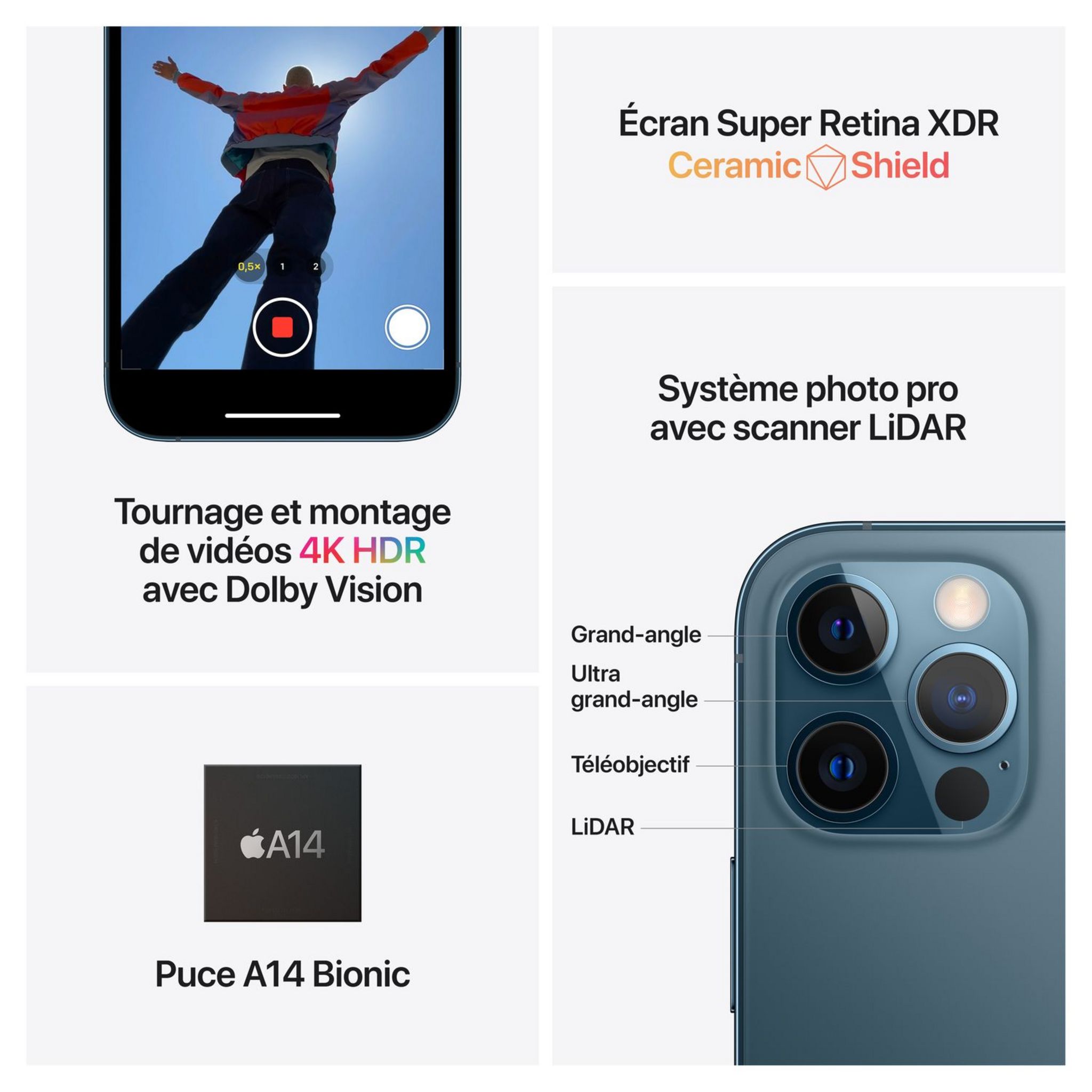 Voir la diapositive 4 : APPLE iPhone 12 Pro Bleu pacifique 128 Go