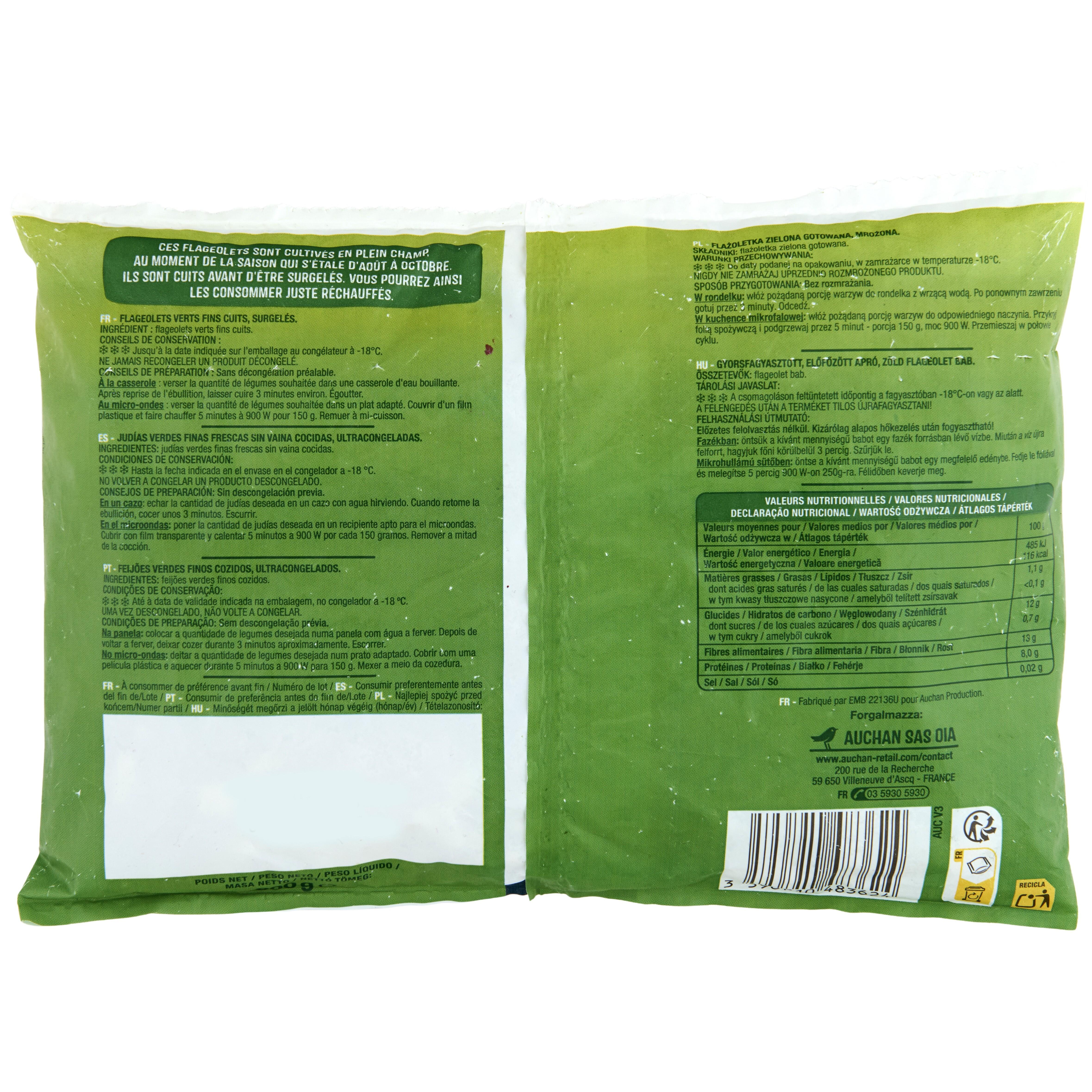 Voir la diapositive 2 : AUCHAN Déjà cuit - Flageolets 4 portions 600g