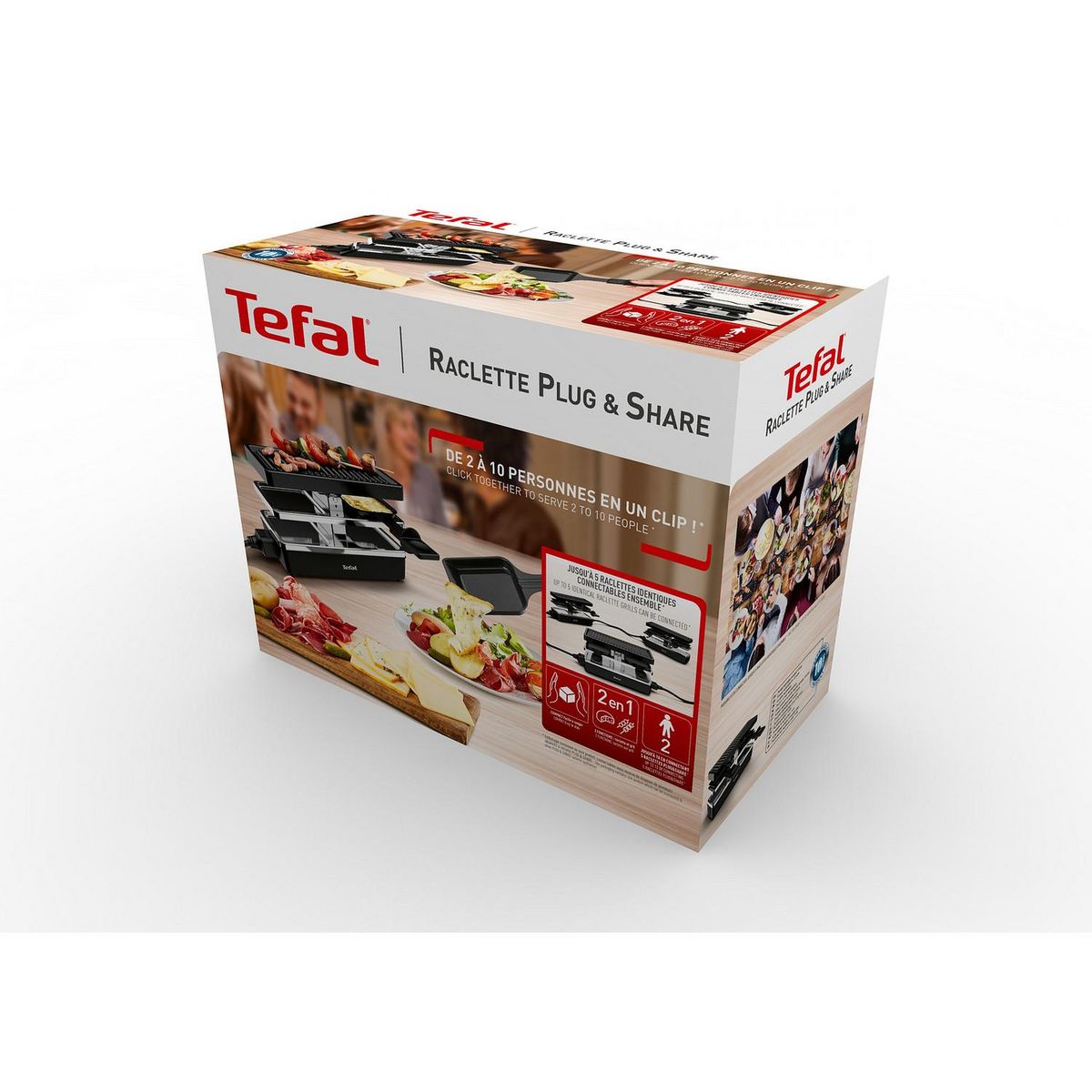 TEFAL Appareil à raclette Plug & Share RE230812 - Noir
