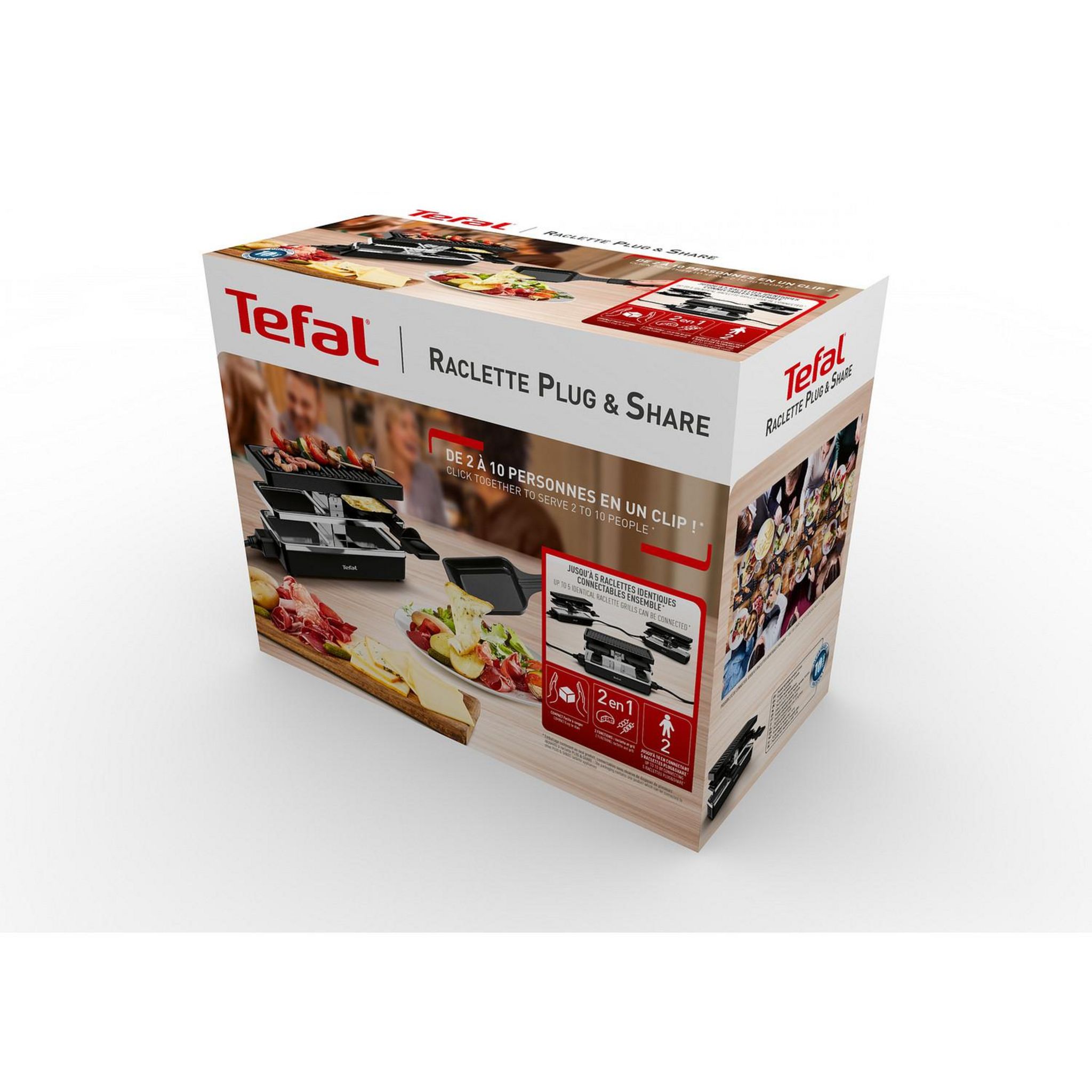 Voir la diapositive 5 : TEFAL Appareil à raclette Plug & Share RE230812 - Noir