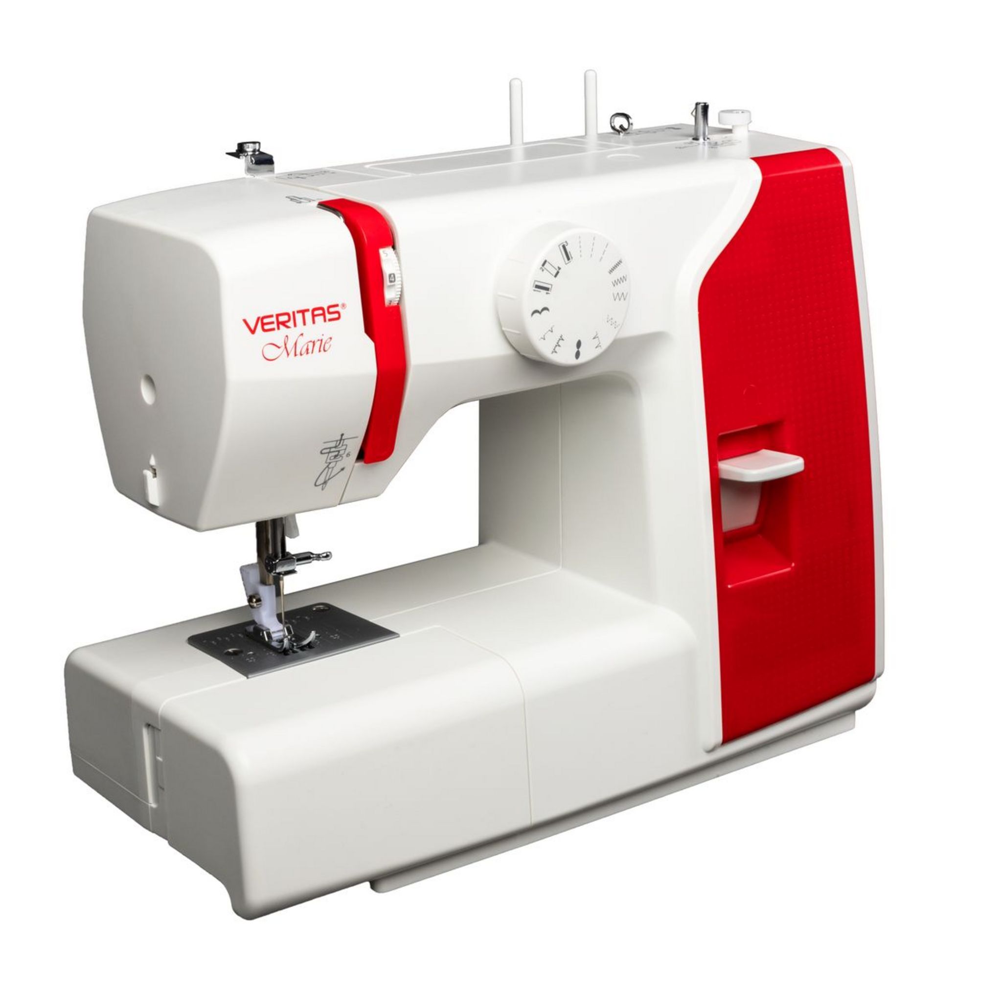 Voir la diapositive 2 : VERITAS Machine à coudre MARIE - Blanc et rouge