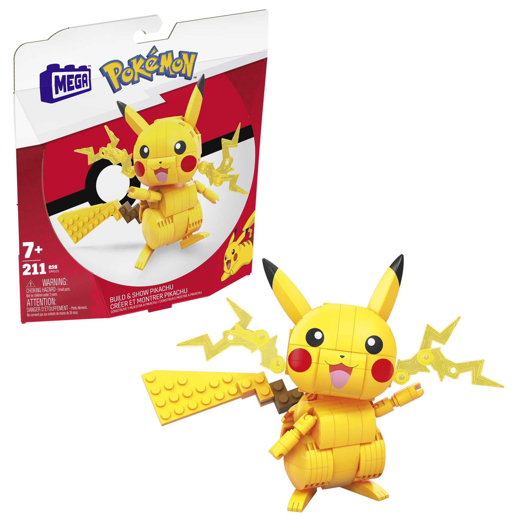 Voir la diapositive 6 : MATTEL Figurine Pokemon Pikachu medium à construire Mega Construx