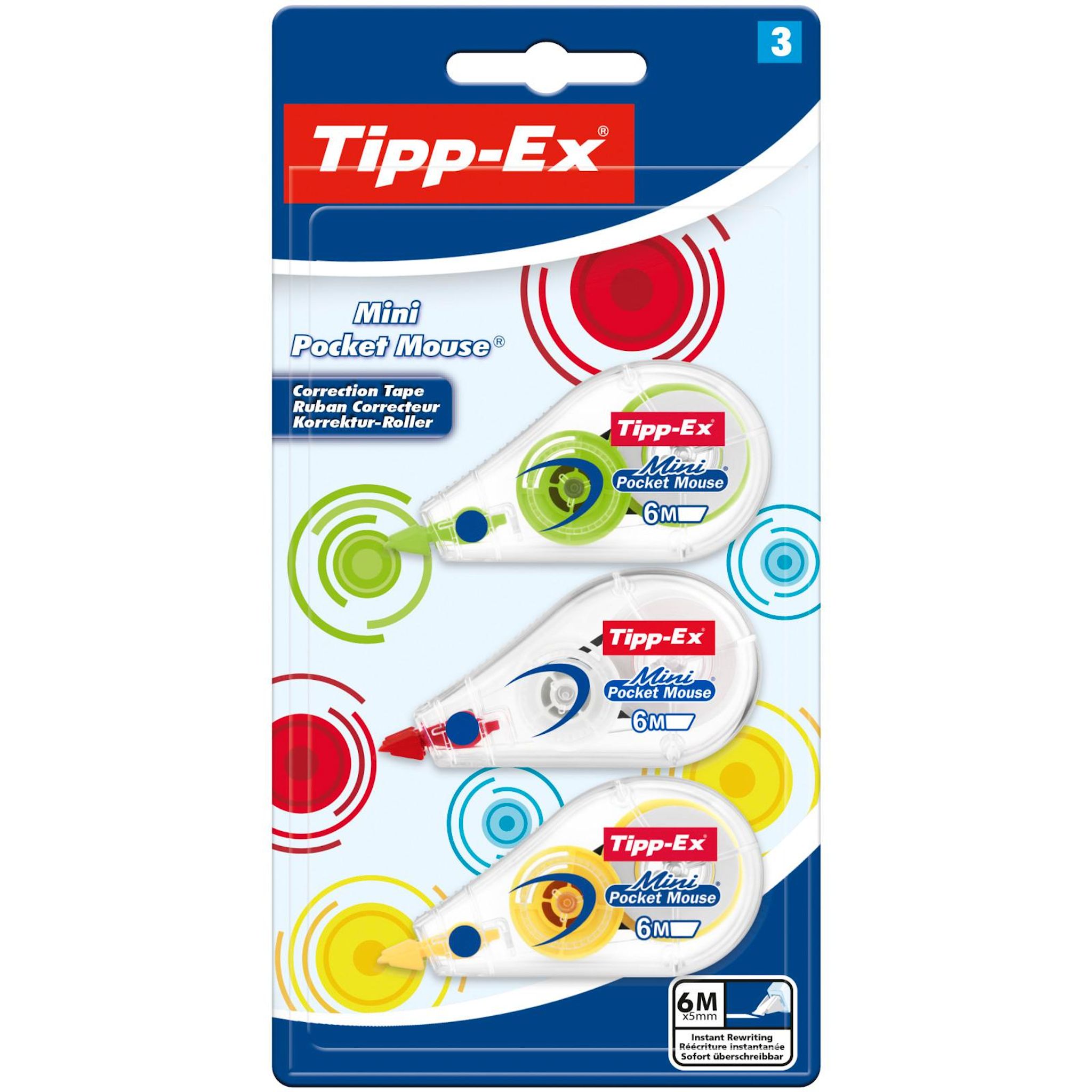 BIC Tipp-Ex ruban correcteur mini pocket 6m x3 souris Fashion