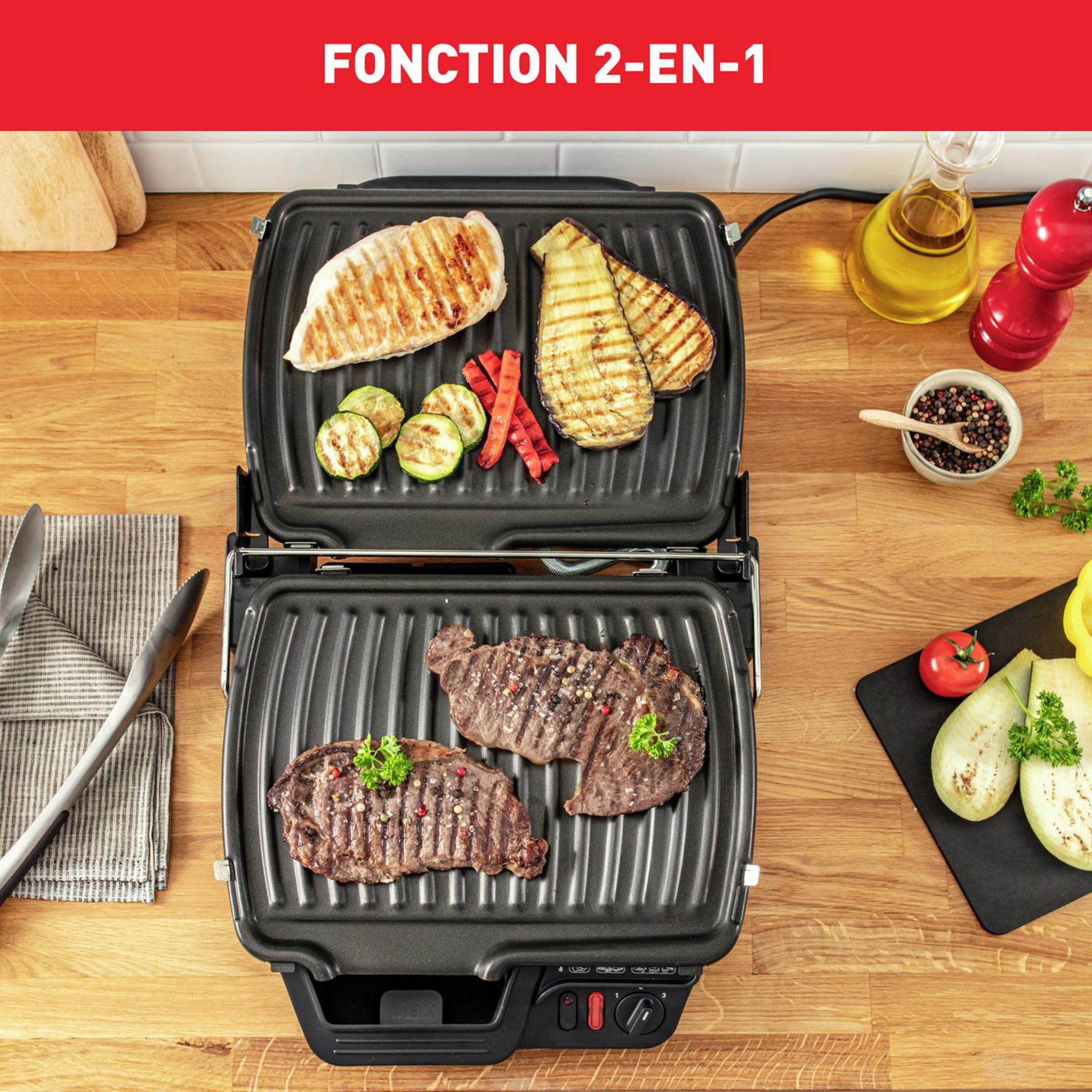 Voir la diapositive 2 : TEFAL Grill viande GC305012 - Inox