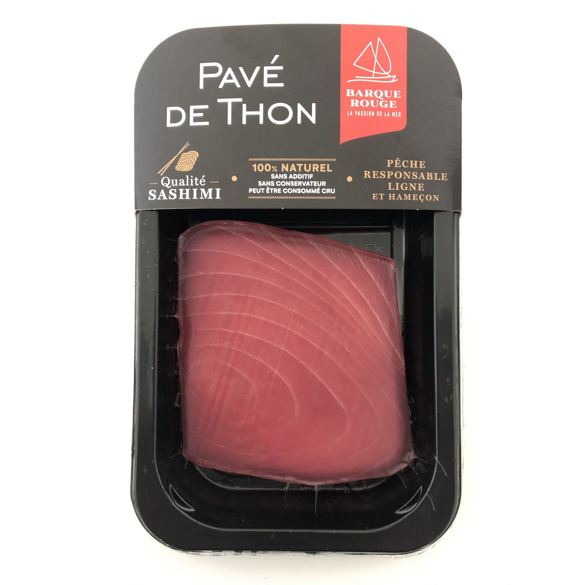 BARQUE ROUGE Pavé de thon 100% naturel sans additif qualité sashimi 1 pièce 140g
