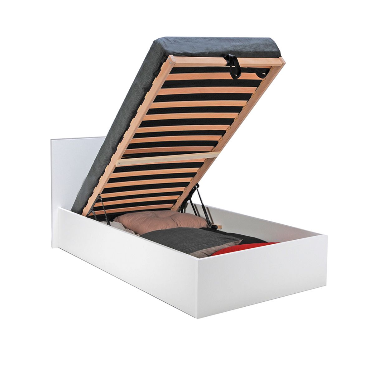 Lit coffre avec sommier relevable et tête de lit 90x190 cm MADRID