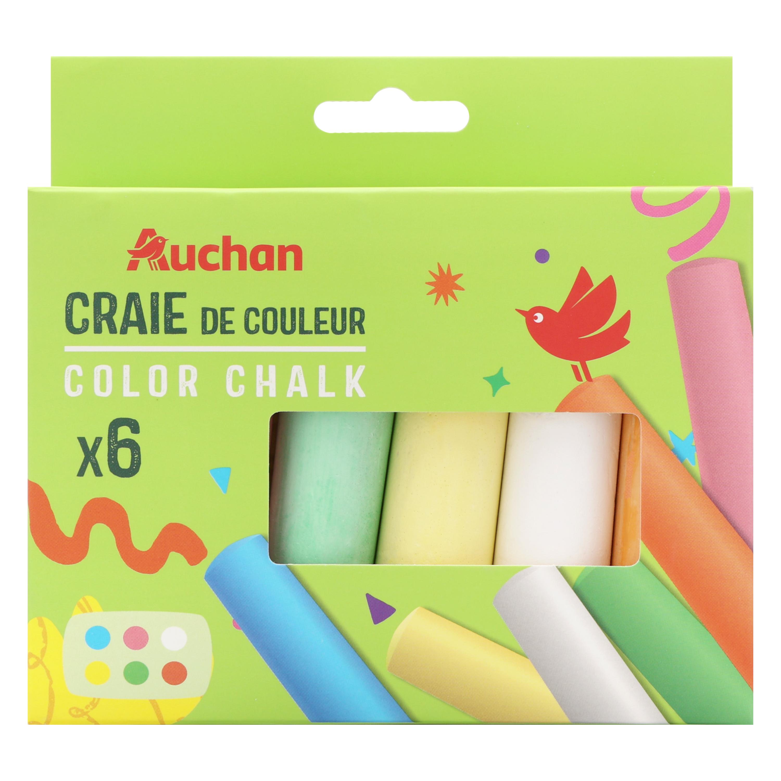AUCHAN Grandes craies de couleurs x6